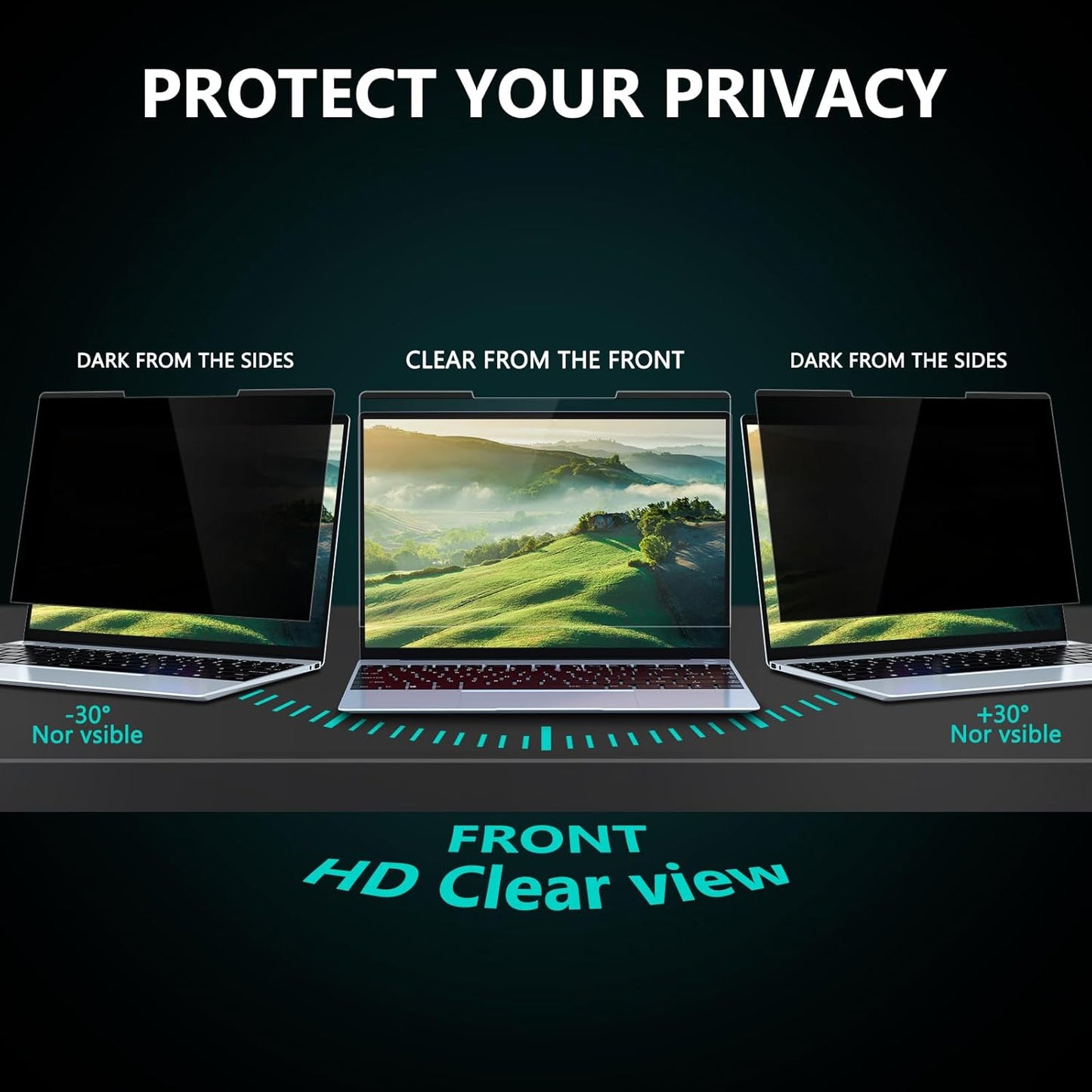 FILMEXT Magnetic Laptop privacy screen 13.3 inch for 16:9 Widedisplay, Removable Laptop Privacy Screen Shield Anti Glare Blue Light Filter for HP/Dell/Acer/Lenovo/Asus