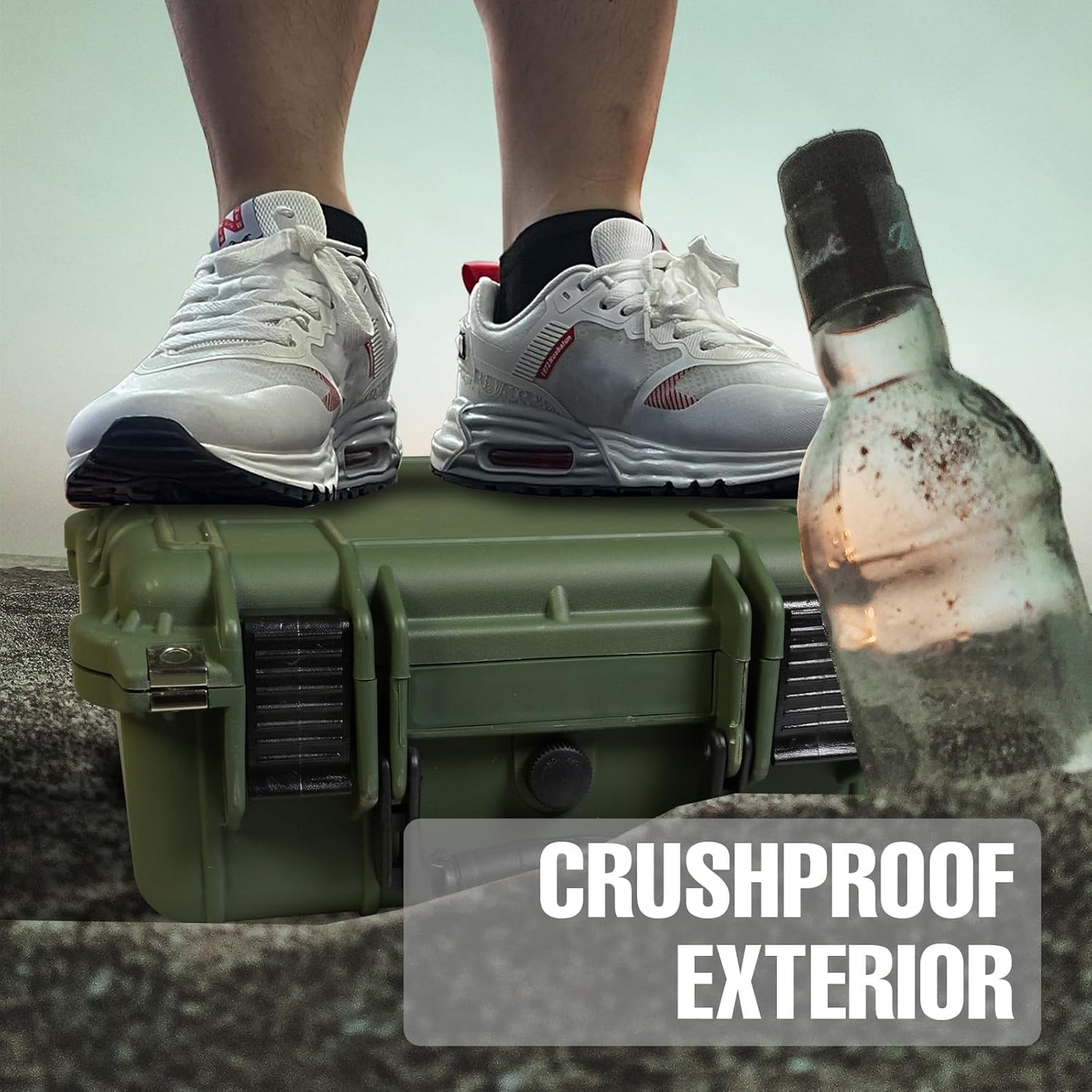 14x 11.5x 6.5 Inch Hard Case, Portable Weather Waterproof Protective Camera Case with Customizable Foam, Fit Use of Drones, Camera, Equipments, Green