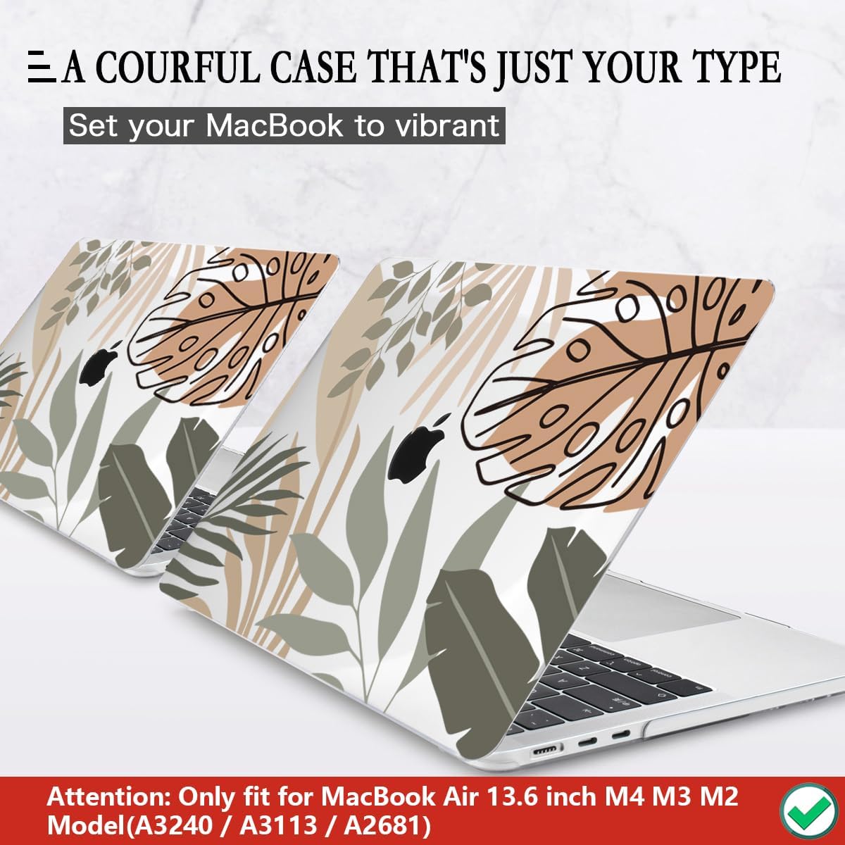 CISSOOK Compatible with MacBook Air 13.6 inch Case 2025 2024 2022 Release A3240 A3113 A2681, Tropical Hard Shell Case with Keyboard Cover for MacBook Air 13 inch M2 M3 M4 Chip