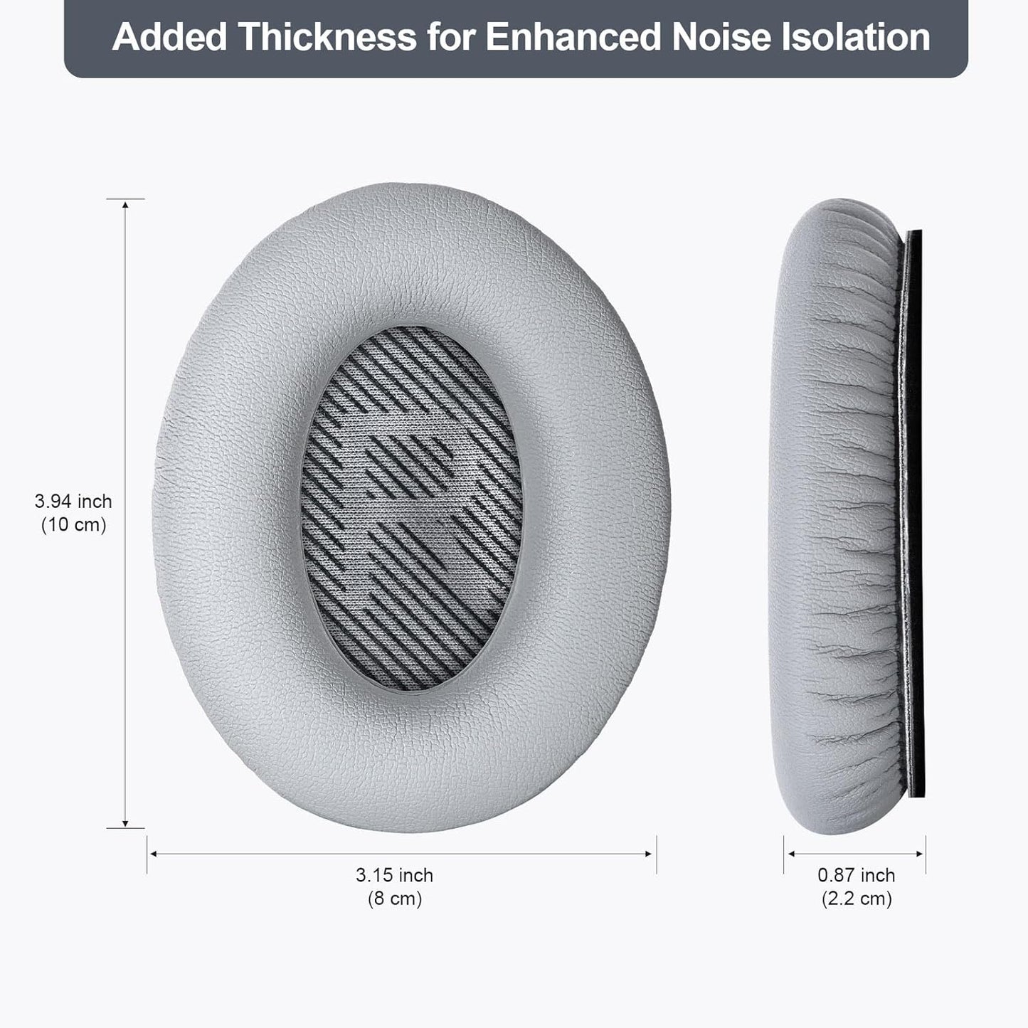 Aurivor Replacement Ear Pads Cushions for Bose QuietComfort QC 35 (ii) 25 15 2 Headphones, Upgraded Earpads for QC35 (ii) QC25 QC15 QC2 SoundTrue/SoundLink AE2/AE2i/AE2w Around-Ear Headphones (Silver)