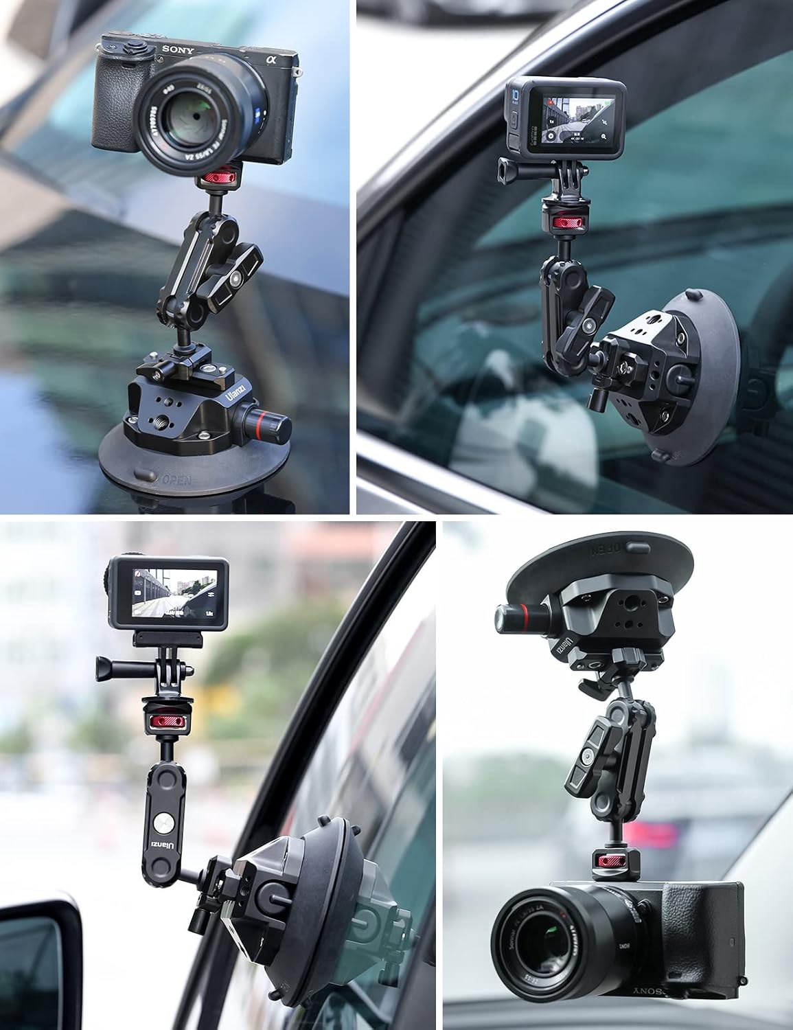 Camera Suction Cup Mount for Action Cameras - ULANZI SC-02 4.5in Pump-actived Vacuum Suction Mount w Quick Release NATO Magic Arm Car Boat Windshield Window Mount Compatible with Action Cameras