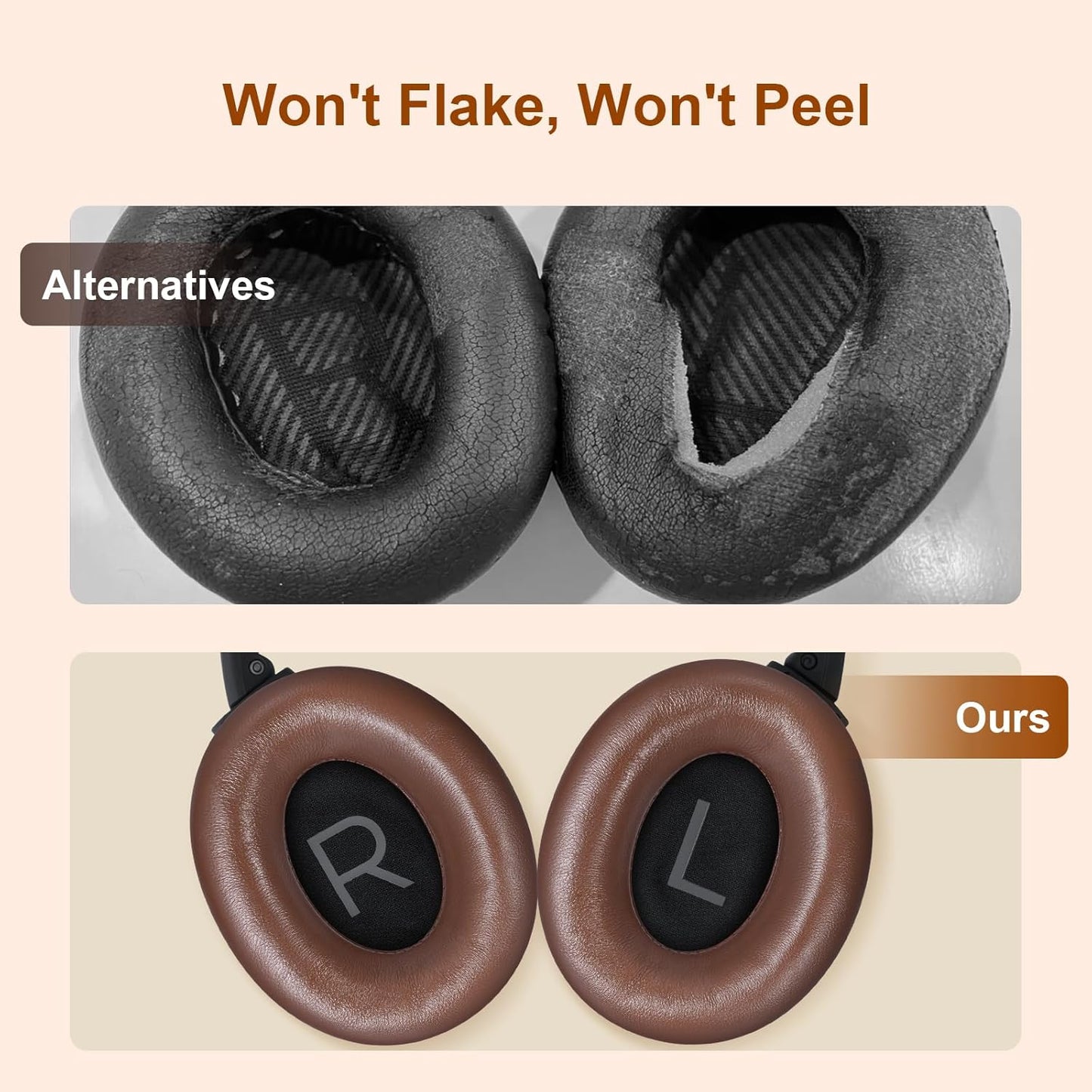 Aurivor Replacement Ear-Pads Cushions for Bose QuietComfort 45 35 35ii (QC-45 QC-35 QC-35 ii), Genuine Lambskin Ear Covers Compatible with QuietComfort SE (QC SE)/ New QuietComfort Headphones