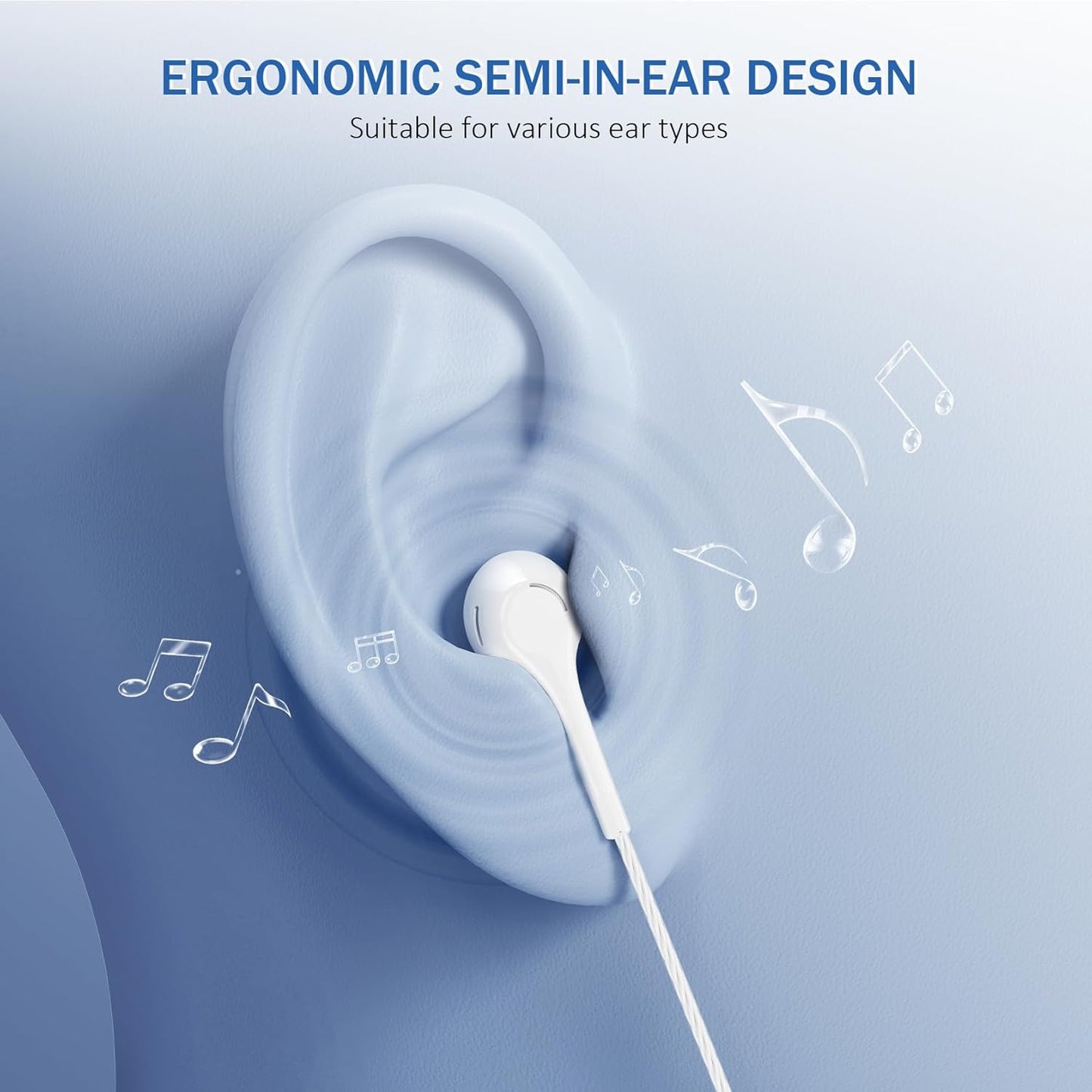 Earbuds Headphones with Microphone Pack of 5, Noise Isolating Wired Earbuds, Earphones with Powerful Heavy Bass Stereo, Compatible with Android, Phone, Laptops, MP3 and Other Interfaces (3.5mm)