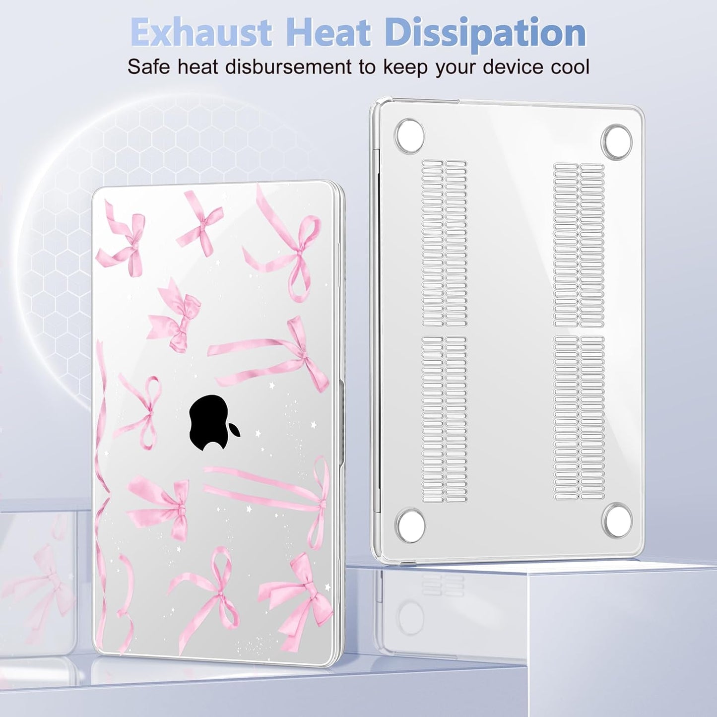 Case for MacBook Air 15 Inch 2025 2024 2023 Release M4 A3241 M3 A3114 M2 A2941, Hard Shell with Screen Protector & Keyboard Cover, Compatible with Touch ID, Bowknot