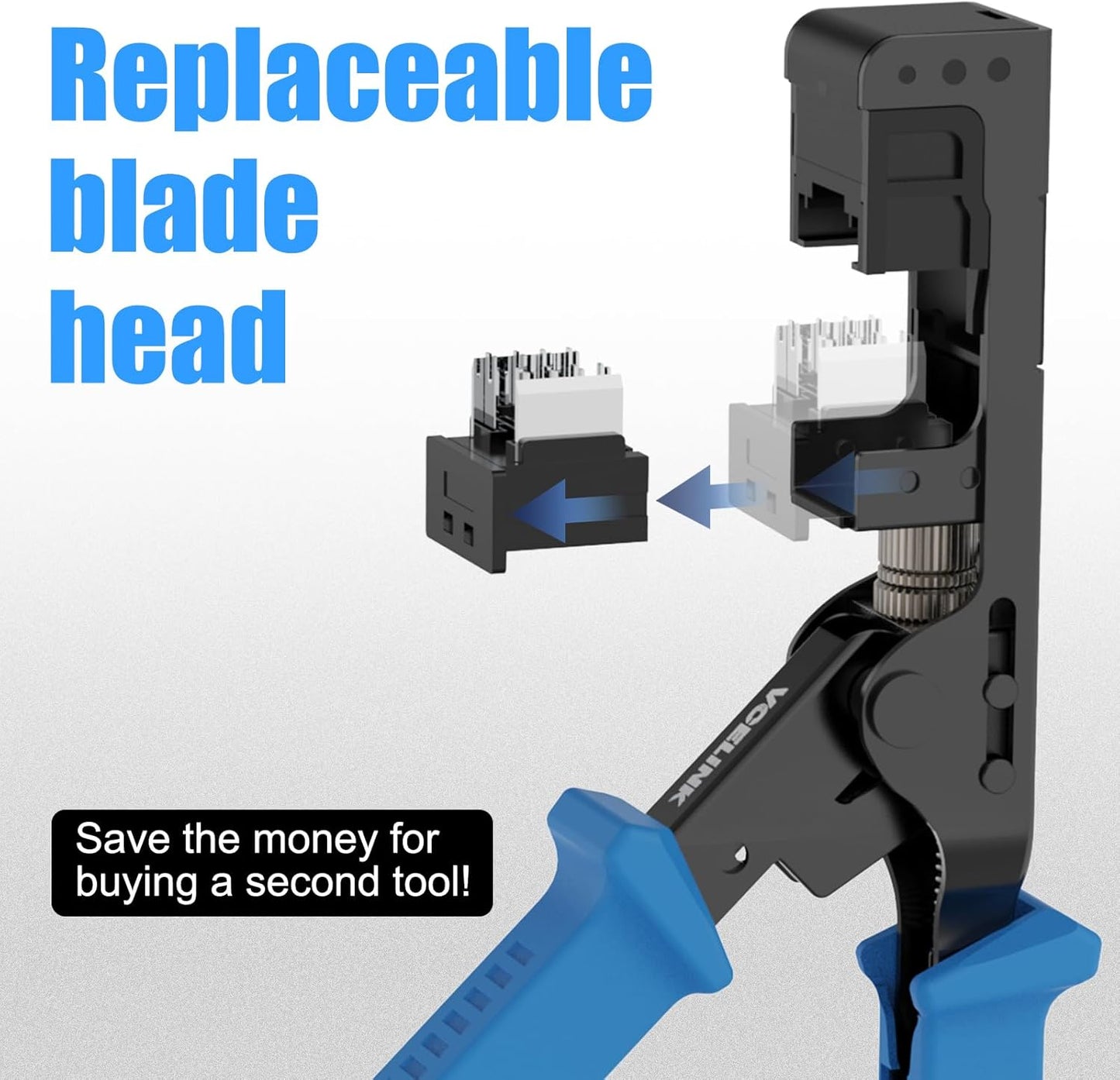 VCELINK Speed Termination Keystone Tool for VCE 90-Degree Keystone Jacks Punch Down Network Tool Kit with 20-Pack CAT6 Keystone Jacks UL-Listed White, 25-Pack RJ45 Connectors and One Mini Wire Strippe