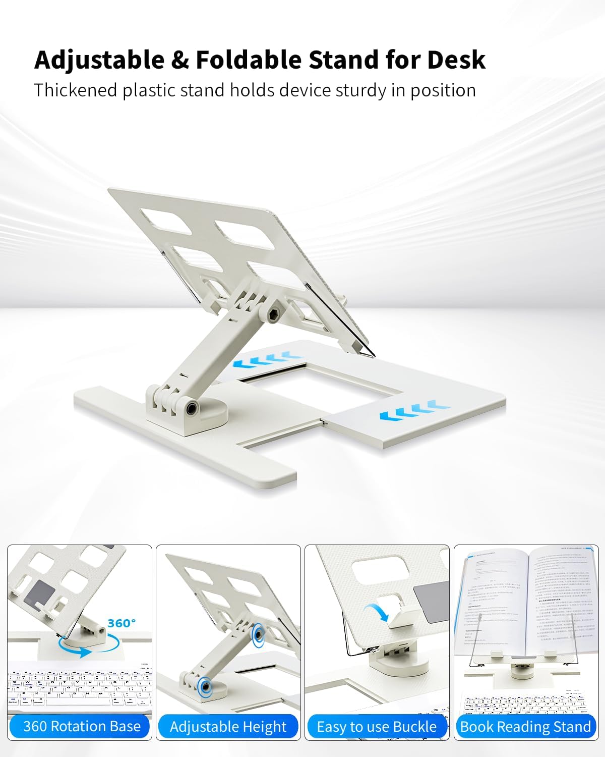 Desk Stand and Bluetooth Keyboard Combo for Samsung Galaxy Z Fold 7/6/5, 4 in 1 Set Include Mouse Pen, Adjustable Foldable Tablet Stand Holder Fits for 4.7"-13" Smartphones Tablet