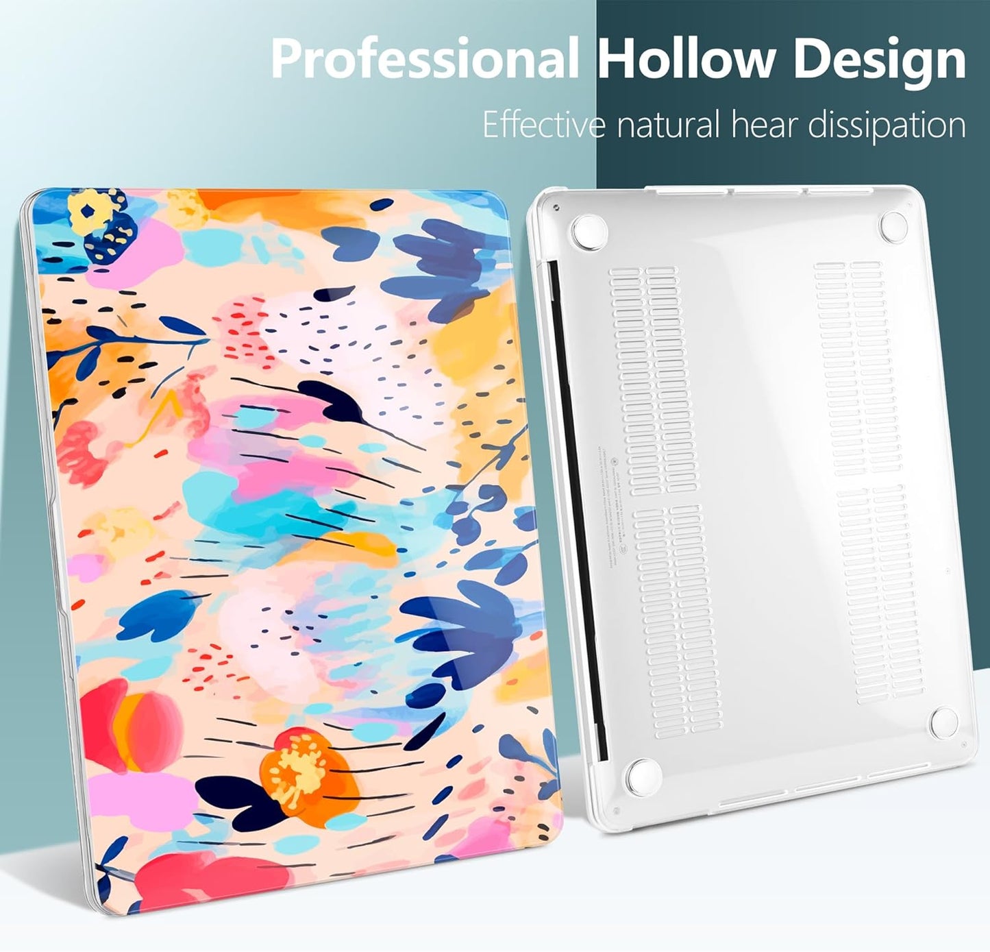 TWOLSKOO Compatible with MacBook Pro 13 inch Case 2023-2016 A2338 M2/M1 A2251 A2289 A2159 A1989 A1706, Plastic Hard Shell Cover & Keyboard Skin & Screen Protector, Bright Abstract Florals