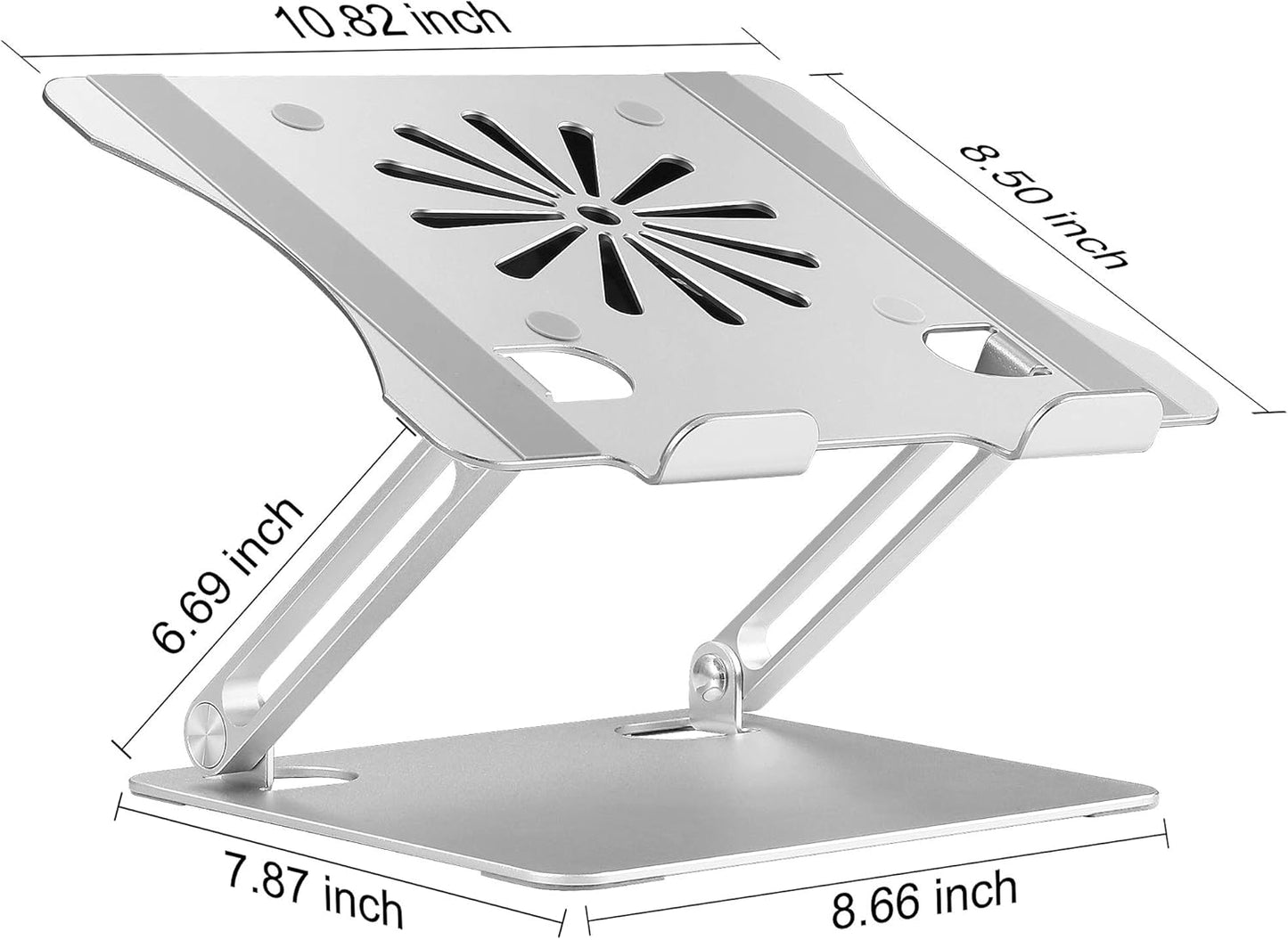 Adjustable Laptop Stand with Cooling Fan, Aluminium Alloy Multi-Angle Computer Holder for Desk, Portable Notebook Metal Mount Compatible with MacBook, Air, Pro, Dell, Alienware All Laptops 11"-17.3"