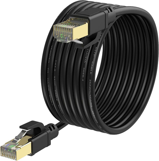 Cat8 Ethernet Cable 200ft, Internet Network Cord, 40Gbps 2000Mhz LAN Wires, High Speed SSTP LAN Cables with Gold Plated RJ45 Connector for Router, Modem, Gaming, Xbox (200ft)