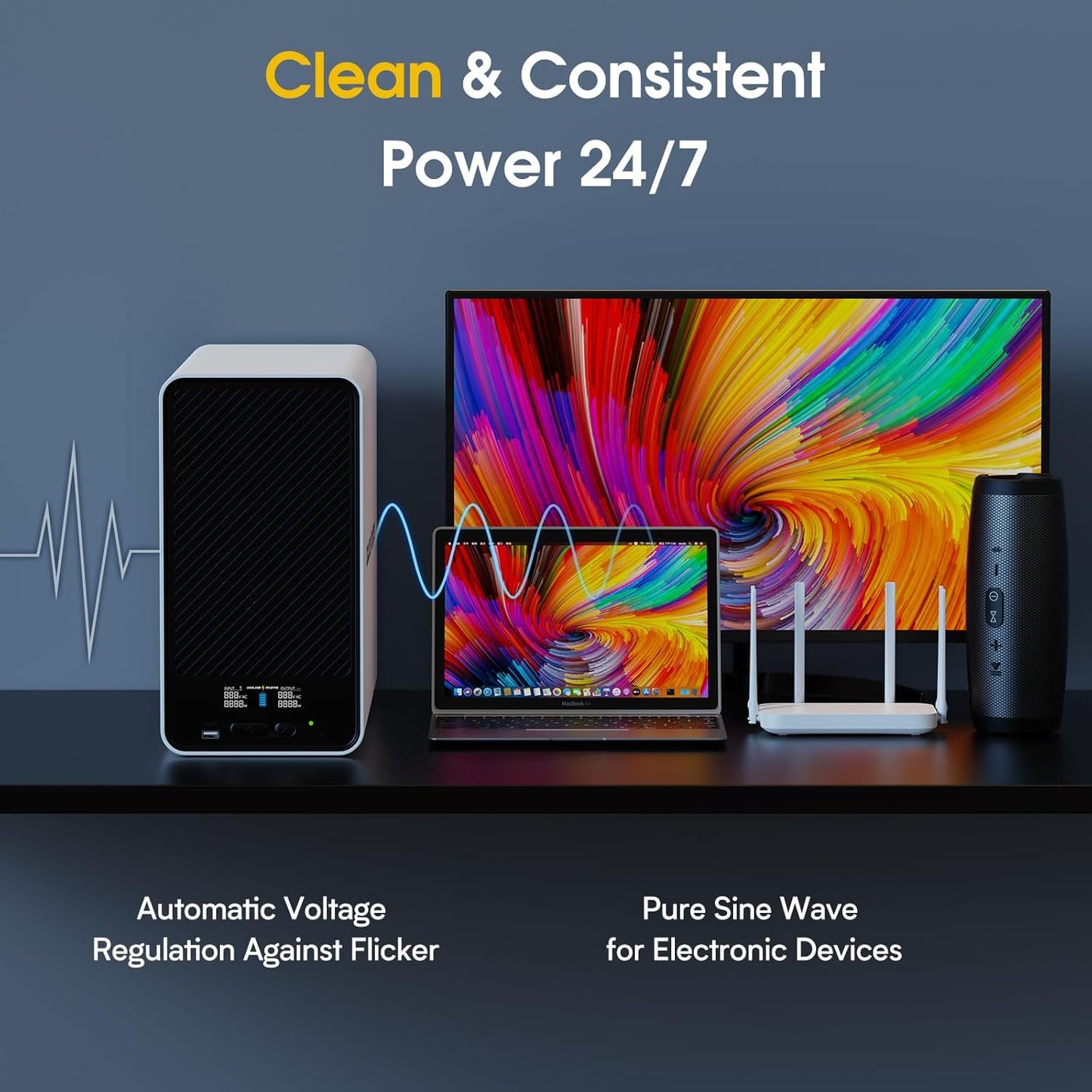 1500VA/1000W Lithium UPS Battery Backup and Surge Protector, Backup Battery Power Supply with LiFePO4 Batteries(296Wh), AVR, Line Interactive Sinewave UPS System, 8 Outlets, LCD Display