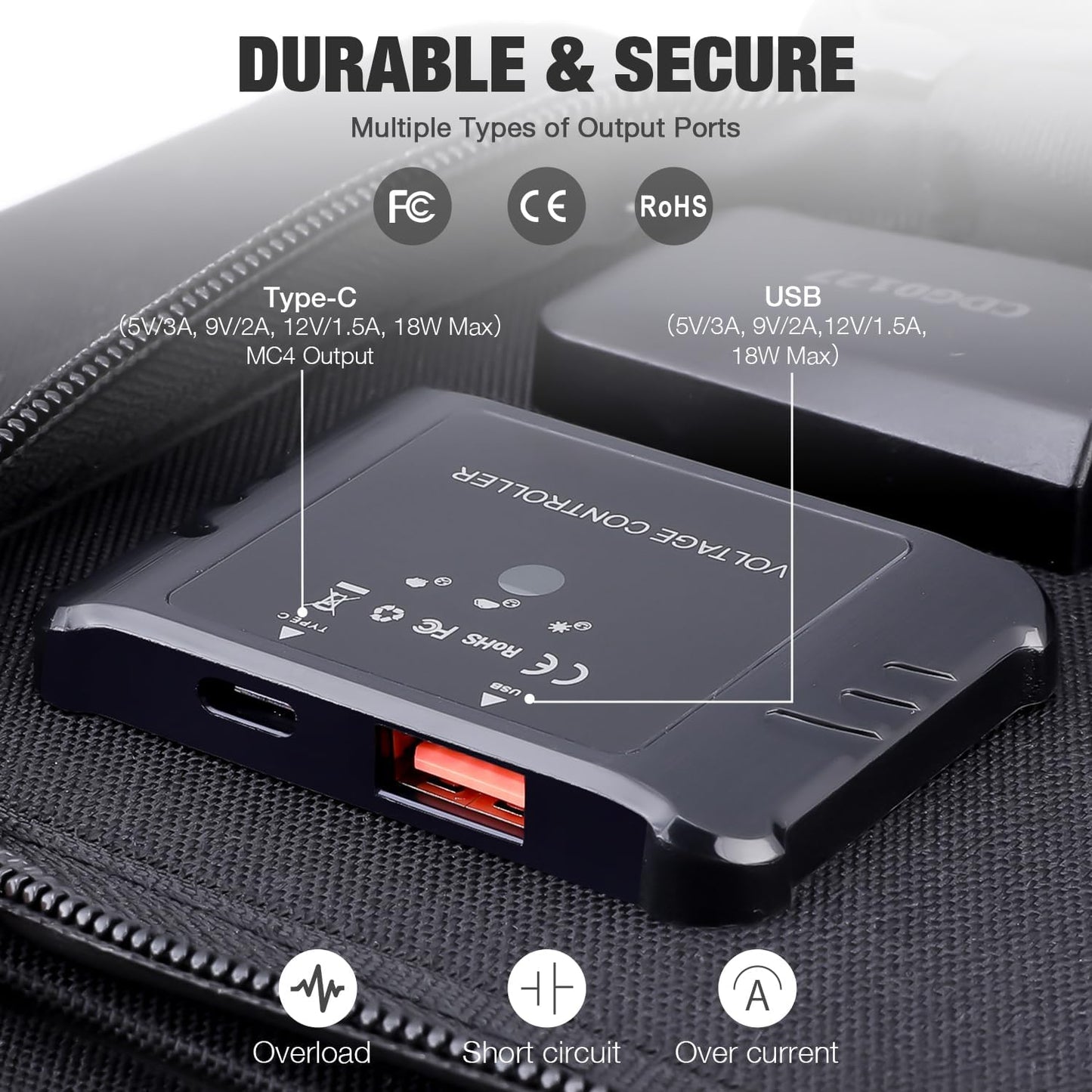 GRECELL 80W Foldable Solar Panel, Portable Solar Charger with USB-A and USB-C QC3.0 (18W) IP67 Waterproof Outdoor Cell Phone Solar Charger for Power Banks Tablets Small Power Station