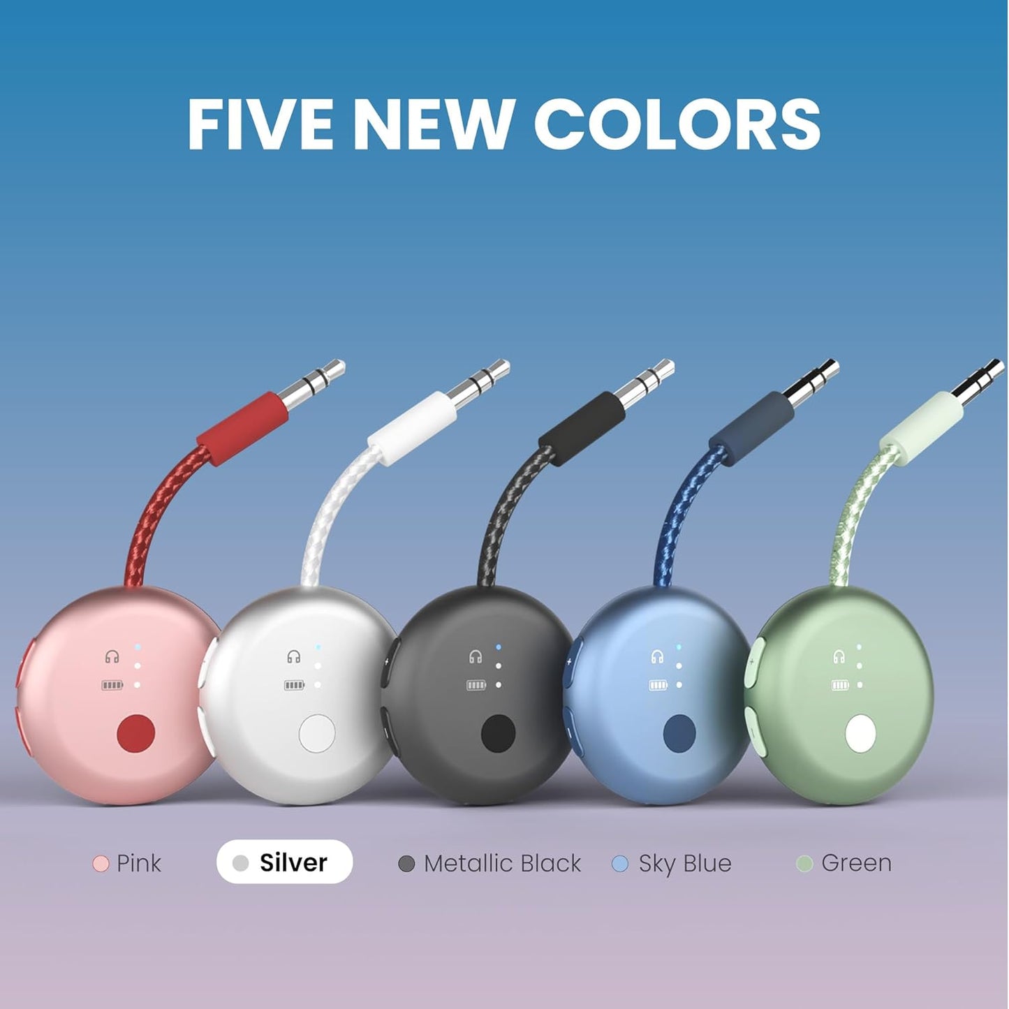 Avantree SoundJet R1 – Airplane Bluetooth Adapter for Headphones & AirPods, aptX Adaptive, Qualcomm Chipset, 20H Battery, Wireless Audio Transmitter for in-Flight Travel Essentials - Silver