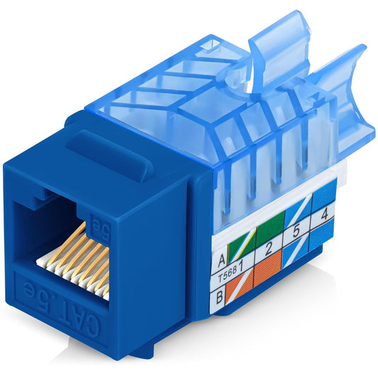 Everest 45° Angled RJ45 Cat5e Keystone Jacks 10-Pack in Blue - Slim Profile Female RJ45 Connectors - Cat 5e Keystone Jack - Compatible with 45° Angled Speed Termination Tool - 45Term (B0BL3GS7ZY)