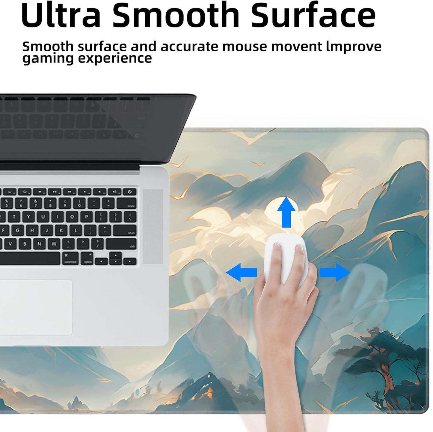 Galdas Gaming Mouse Pad XXL XL Large Long Extended Big Mousepad Non-Slip Rubber Keyboard Mouse Pad with Stitched Edges for Laptop Home Office (31.5x11.8x0.08 Inch) -Clouds