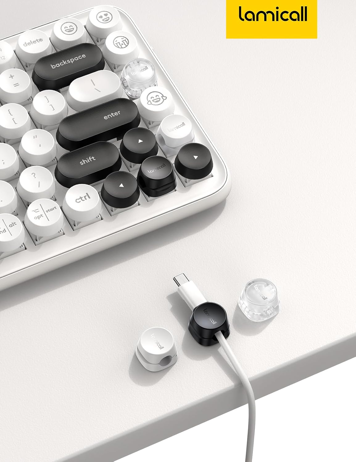 Cord Organizer [1s Lock] Spring Cable Holder Clips - Lamicall 6Pack Desk Cable Management Clips, Phone Charger Cord [Smooth Adjustable], Adhesive Wire Organizer Keeper for Nightstand Wall Car Office