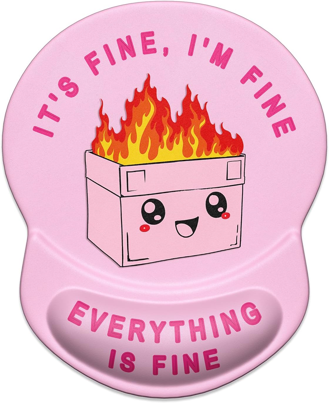 ITNRSIIET Ergonomic Mouse Pad with Gel Wrist Support Small Wrist Rest Smooth Surface Non-Slip PU Base Comfortable Office Supplies Pain Relief, 8.7 x 7.2 inches, Pink Cute Dumpster