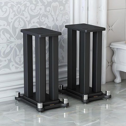 A Pair of Speaker Stands, Bookshelf Speaker Stand Steel Frame Support for Speakers up to 40 kg, Vibration-Absorbing MDF Design, Universal Speaker Stand Improves Sound Quality (20cm/7.8in)