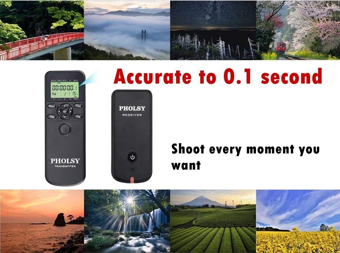 PHOLSY Camera Timer Remote Control with HDR Compatible with Canon R100 R8 R6ii R7 R10 90D 250D 850D 6Dii 7Dii G1Xiii; for Olympus OM-1, EM1X, EM1 II; for Fuji GFX50SII, XT3, XT4, XT5, XT30II