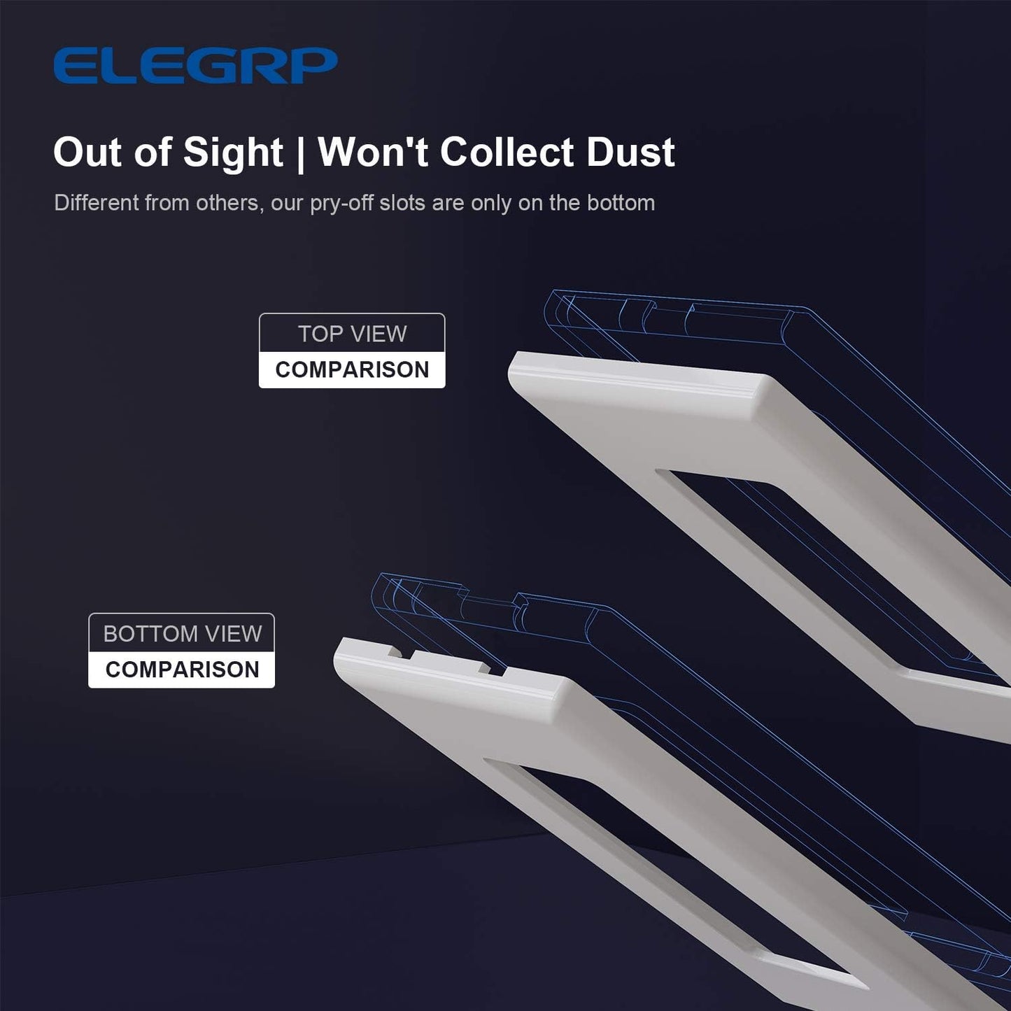 ELEGRP 1-Gang Glossy White Screwless Decorator Wall Plates, Standard Size Unbreakable Thermoplastic Faceplate Cover for Decorator Receptacle Outlet Switch, UL Listed, 5 Pack