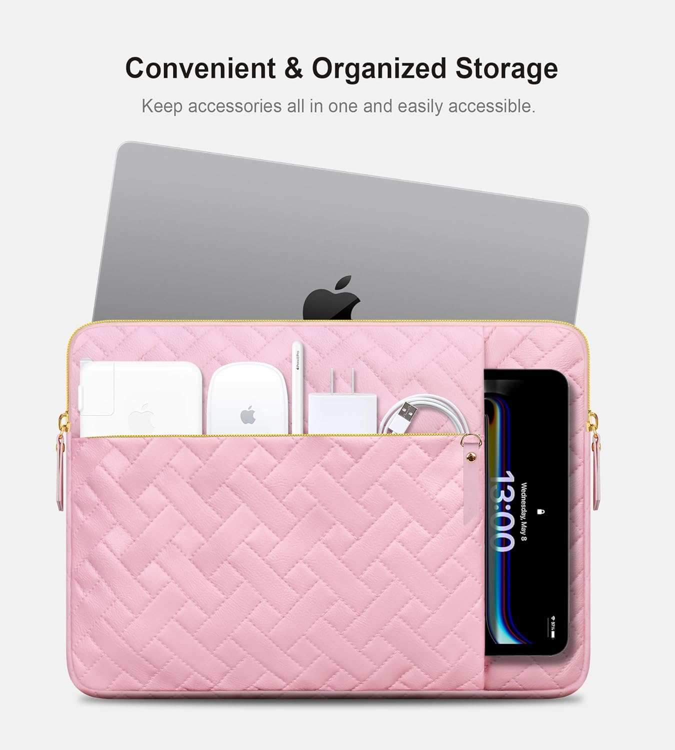 Lacdo Laptop Sleeve Case for 15 inch New MacBook Air M4 A3241 2025, M3 A3114, M2 A2941 2024-2023, 15 inch MacBook Pro A1990 A1707, Dell XPS 15 Plus Computer Bag with Accessory Pocket, Sakura Pink