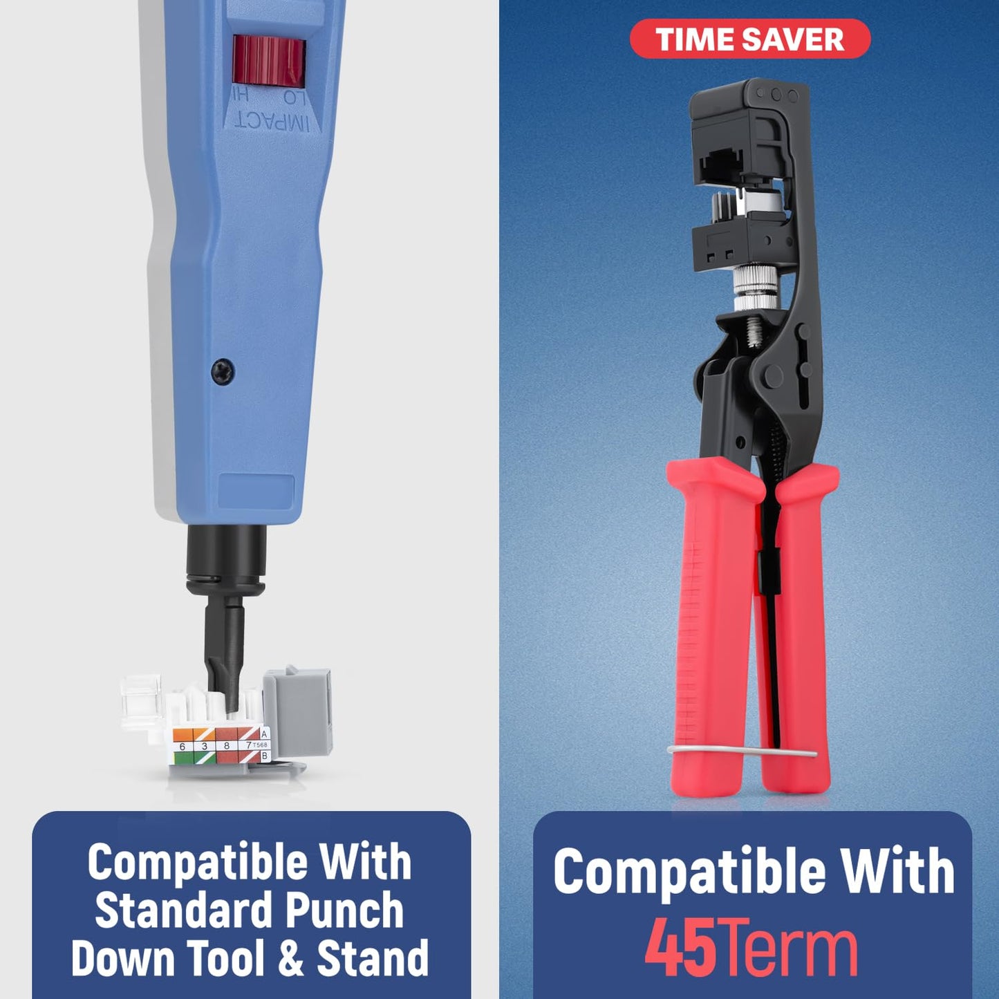 Everest 45° Angled RJ45 Cat5e Keystone Jacks 10-Pack in Gray - Slim Profile Female RJ45 Connectors - Cat 5e Keystone Jack - Compatible with 45° Angled Speed Termination Tool - 45Term (B0BL3GS7ZY)