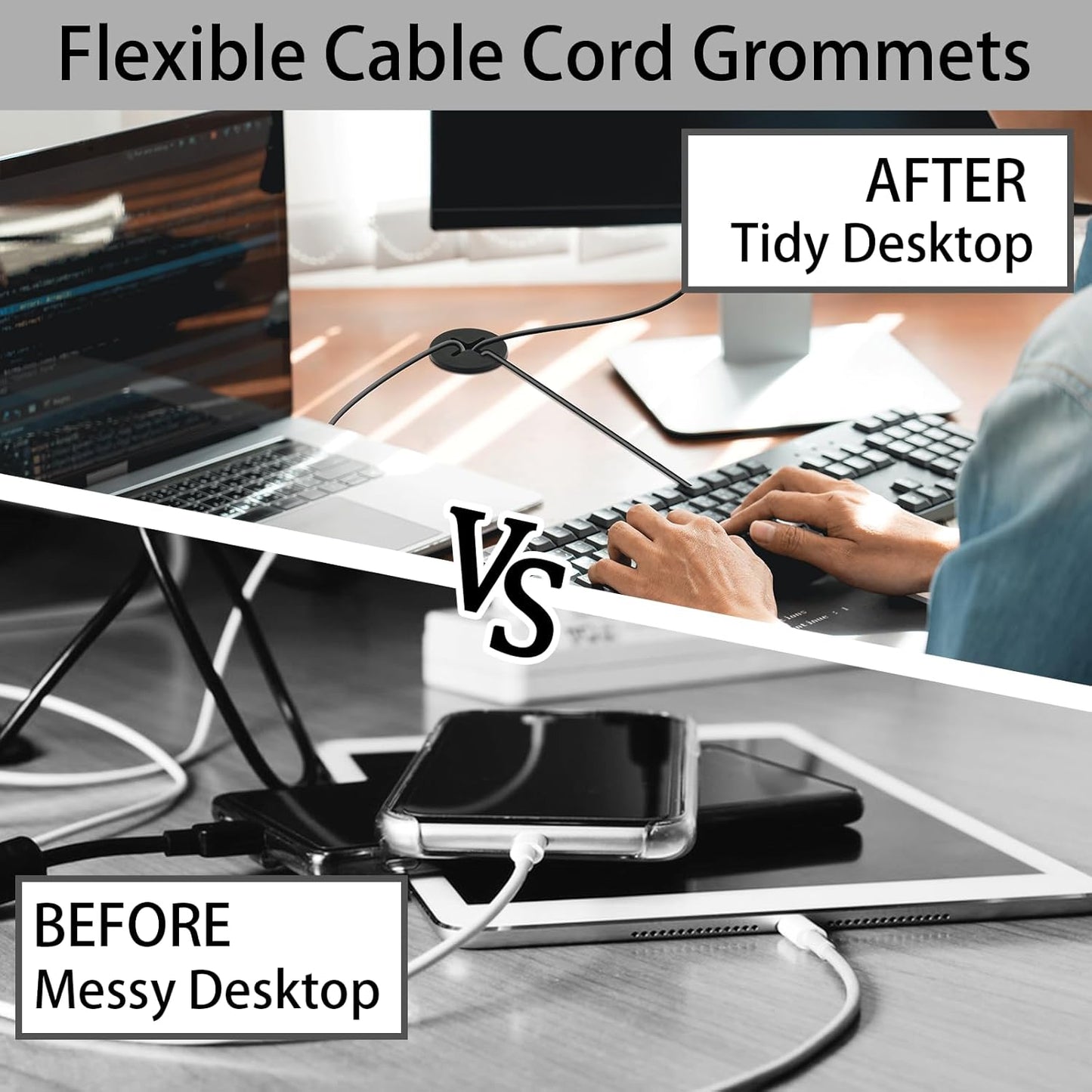 3/4 Inch(20mm) Desk Grommet,13 Pieces Wire Grommet, Desk Hole Cover for Cables with Hole Saw,Plastic Cable Cord Wire Hole Cover for Desk, Table,Cabinet,Countertop and Other Furniture(Black)