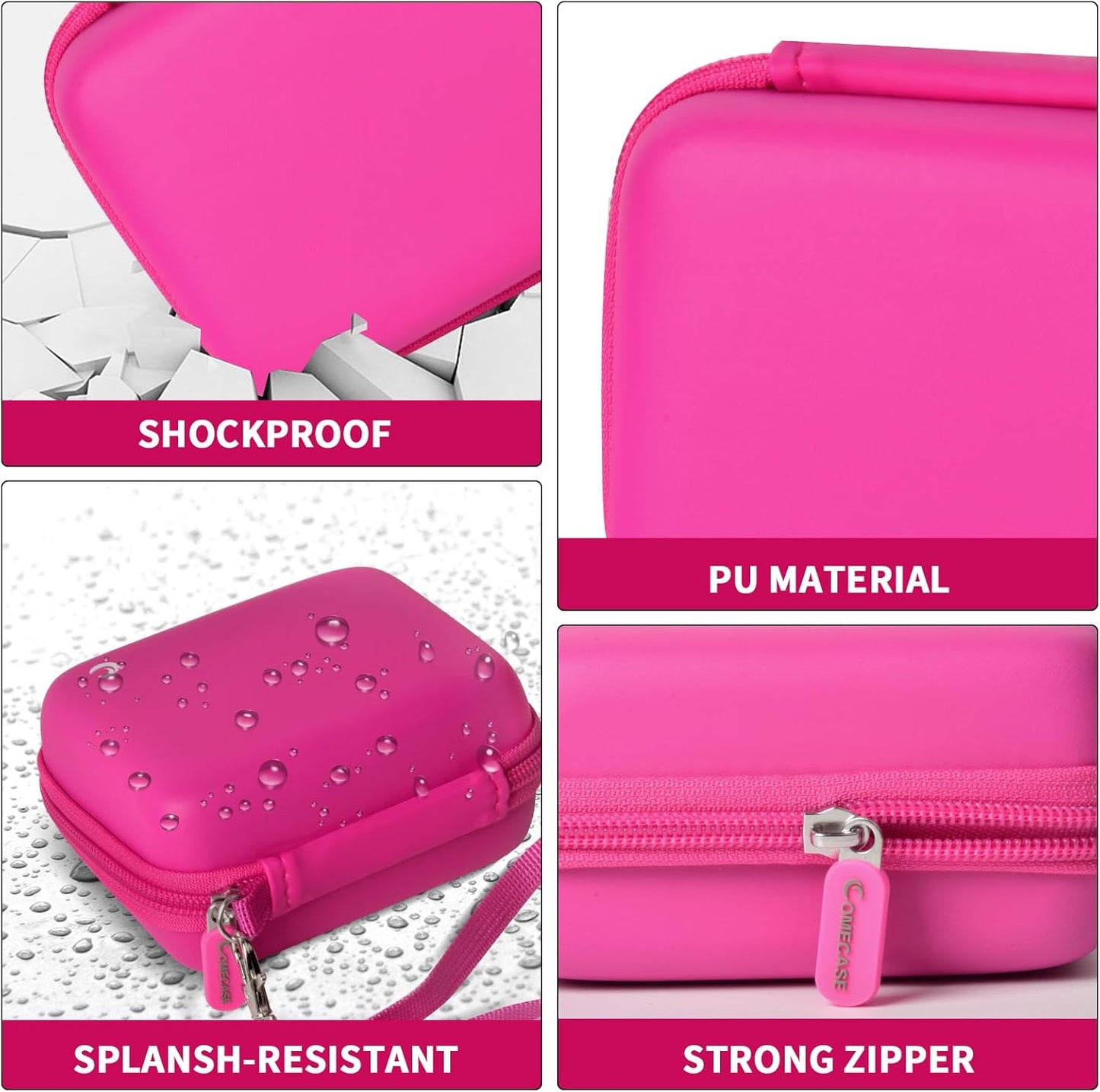 Carrying & Protective Case for Digital Camera, AbergBest 21 Mega Pixels 2.7" LCD Rechargeable HD/Kodak Pixpro/Canon PowerShot ELPH 180/190 / Sony DSCW800 / DSCW831 Cameras for Travel - Rose Red