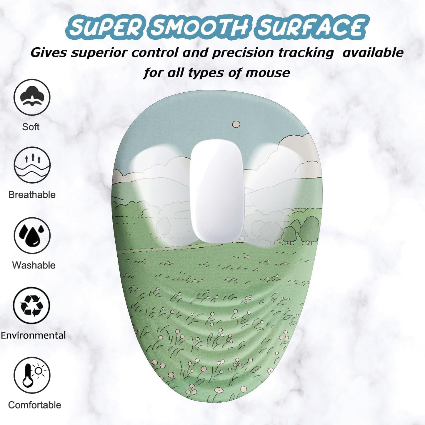 Ergonomic Mouse Pad Wrist Support, Mouse Pad with Wrist Rest, Memory Foam Massage Design & Non-Slip PU Base MousePads for Pain Relief, Desk, Office, Home, Kawaii Japanese Anime