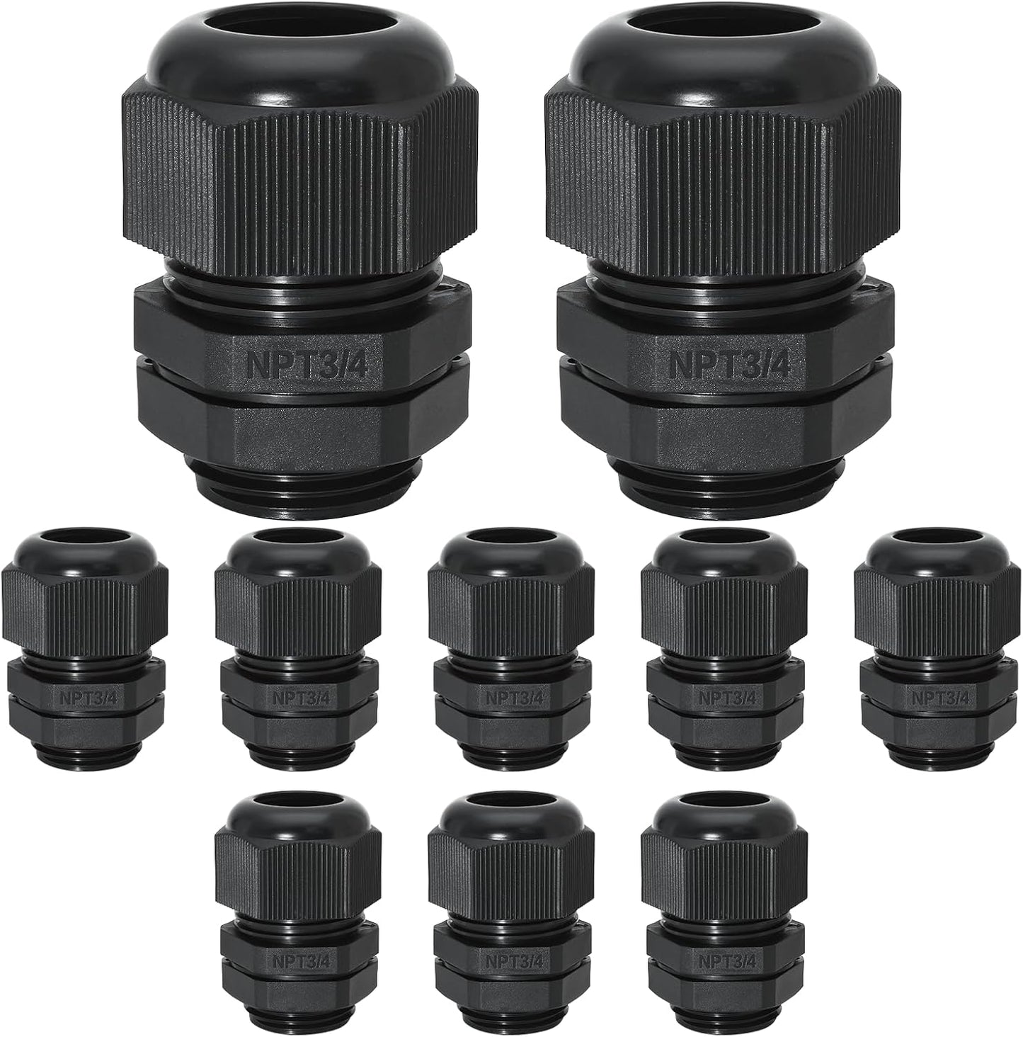 20 Pcs 3/4" NPT Nylon Cable Glands, IP68 Waterproof Adjustable Cord Grip Cable Connector Strain Relief Wire Protectors for 13-18mm Cable Diameter, Black