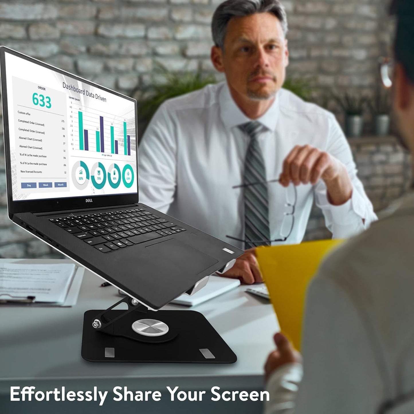 Uncaged Ergonomics Swivel Laptop Stand for Desk, Adjustable Computer iPad Stand for Desk w/ 360 Rotation, Portable Laptop Holder for Home Office Ergonomic Supplies (Black)