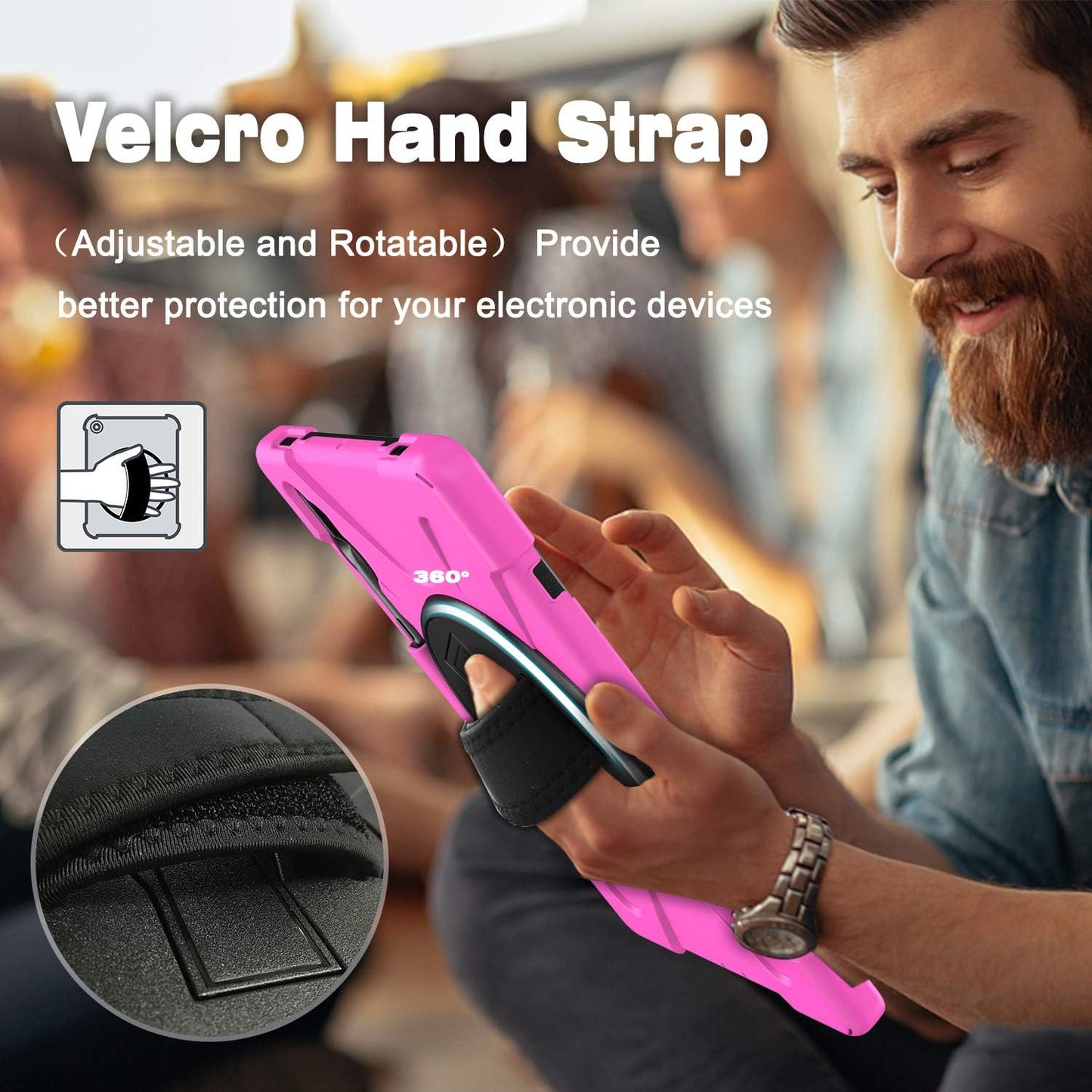 BRAECN for Samsung Galaxy Tab S10 Plus/S9 FE Plus/S9+/S7 FE /S7+/S8+ 12.4 inch Case with Carrying Shoulder Strap, S Pen Holder, Kickstand, Hand Strap for Galaxy Tab S10+-Pink