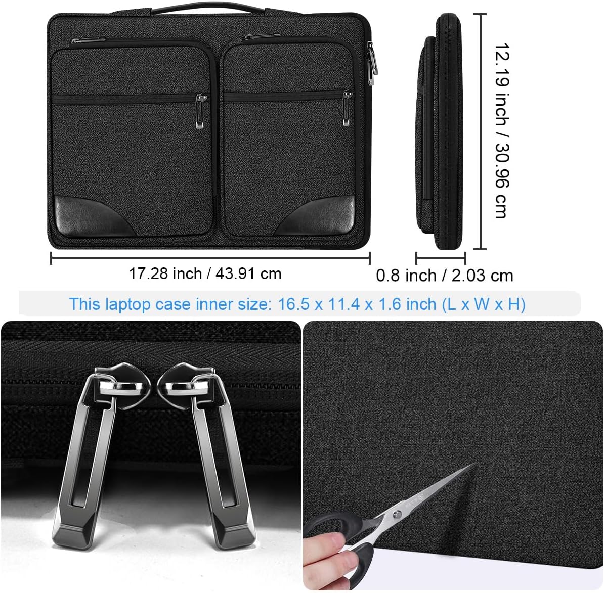 Hseok Ultra-Slim Laptop Case 17 17.3 inches Sleeve Protective PC Briefcase for Commuting and Business Trip，Carbon