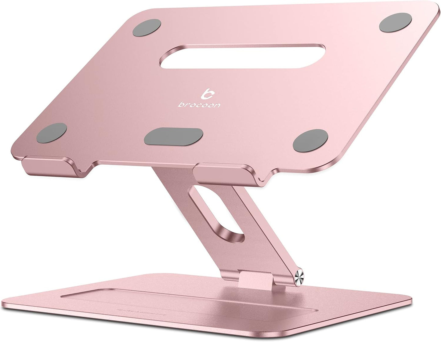 Laptop Stand | Adjustable Aluminum MacBook Riser, Ergonomic Computer Stand with Heat Vent, Fits 10–17" Laptops, Rose Gold