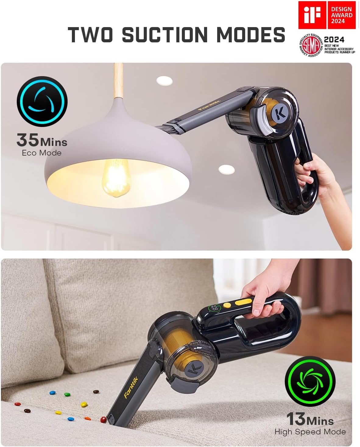 Fanttik Fold V10 APEX Pivot Cordless Car Vacuum, 17000Pa Handheld Vacuum Suction Power, Smart LED Display, Portable for Car Home Pet (Deluxe with Flexible Hose&Pet Brush)