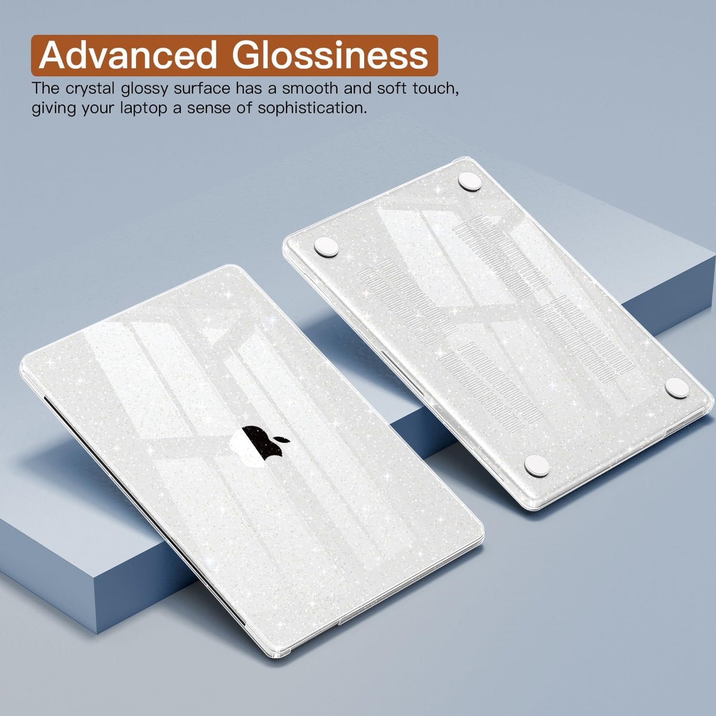 CISSOOK Clear Glitter Star Case for MacBook Air 13.6 inch 2025 2024 2022 Release A3240 A3113 A2681, Glossy Sparkly Hard Shell Case with Keyboard Cover Type C Adapter for MacBook Air 13.6" M2 M3 M4