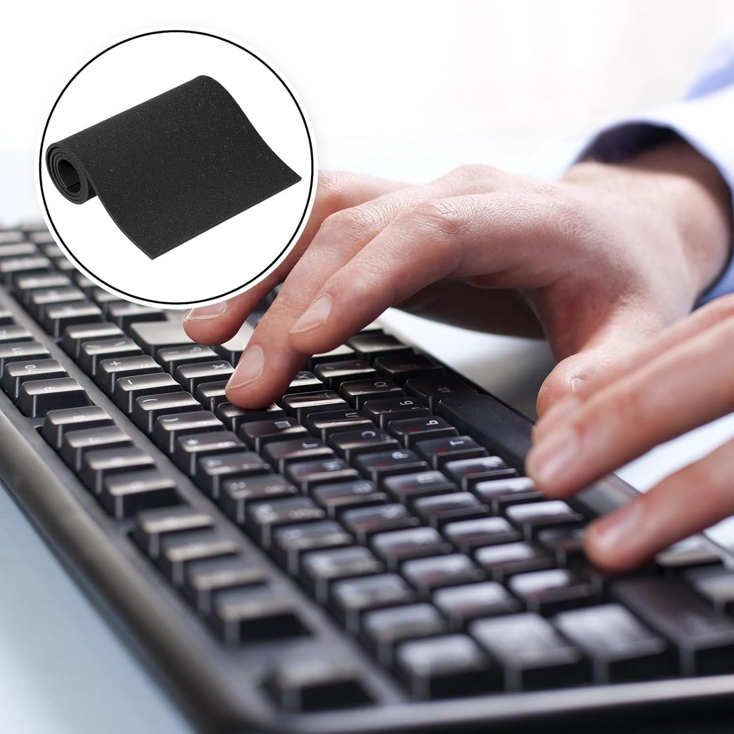 Keyboard Foam for Mechanical Keyboard, Sound Dampening Foam Free Cutting Key Board Mat Foams Black for Key Board Bottom Office Desk Home, 20 x 6 (3mm Thick)