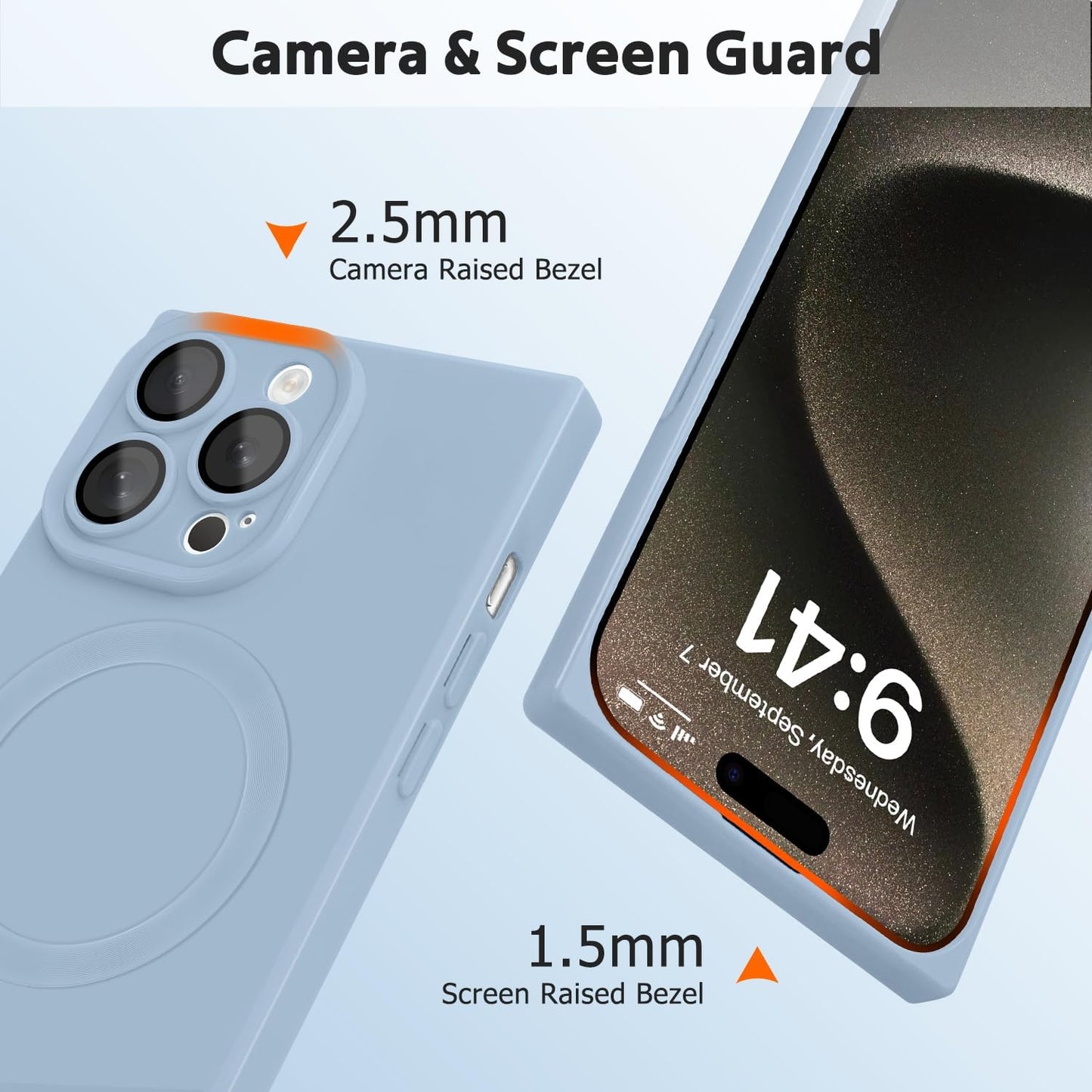 Designed for iPhone 15 Pro Max Case Compatible with Magsafe Cover Camera Lens Protector Military Grade Protection Shockproof Soft TPU Slim Magnetic Phone Case for iPhone 15 Pro Max Blue