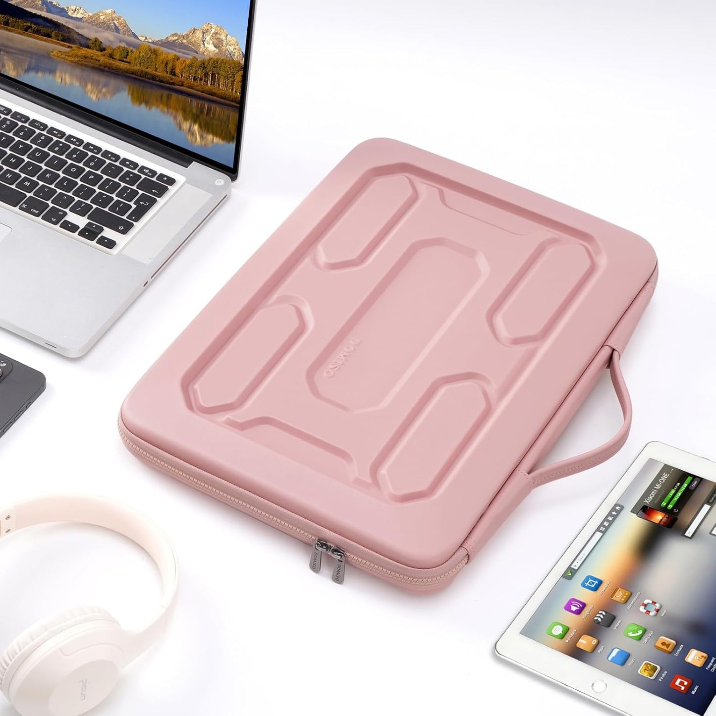 DOMISO 17 inch Laptop Sleeve with Handle Shockproof Waterproof EVA Protective Case for 17.3" ZBook Fury 17.3 G8/MSI GS73VR Stealth Pro/HP Envy 17/LG Gram 17"/ROG Strix GL702VS, Pink