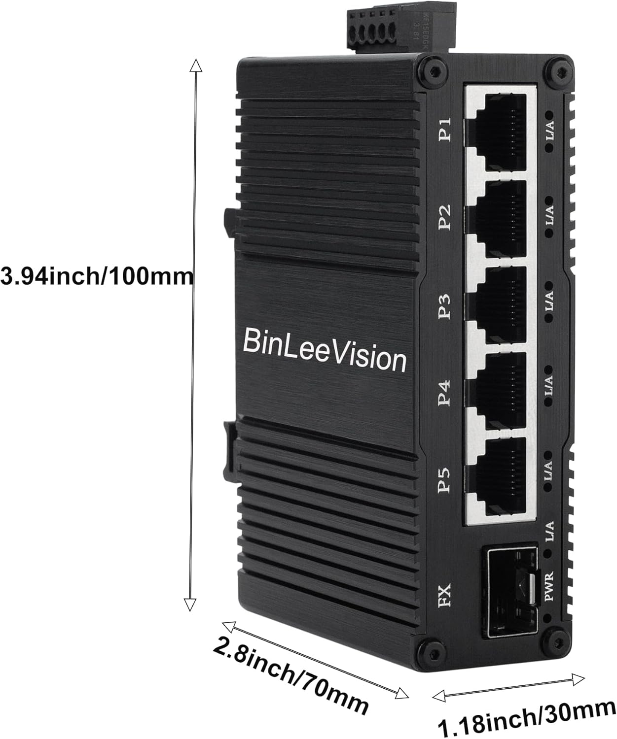 Industrial Mini Gigabit Ethernet Switch 5-Port RJ45 10/100/1000BASE-T+1-Port SFP Slot,Unmanaged Network Switch,Network Hub,Dinrail Mount or Wall-Mount,Plug & Play,Fanless (5 RJ45+1 SFP)