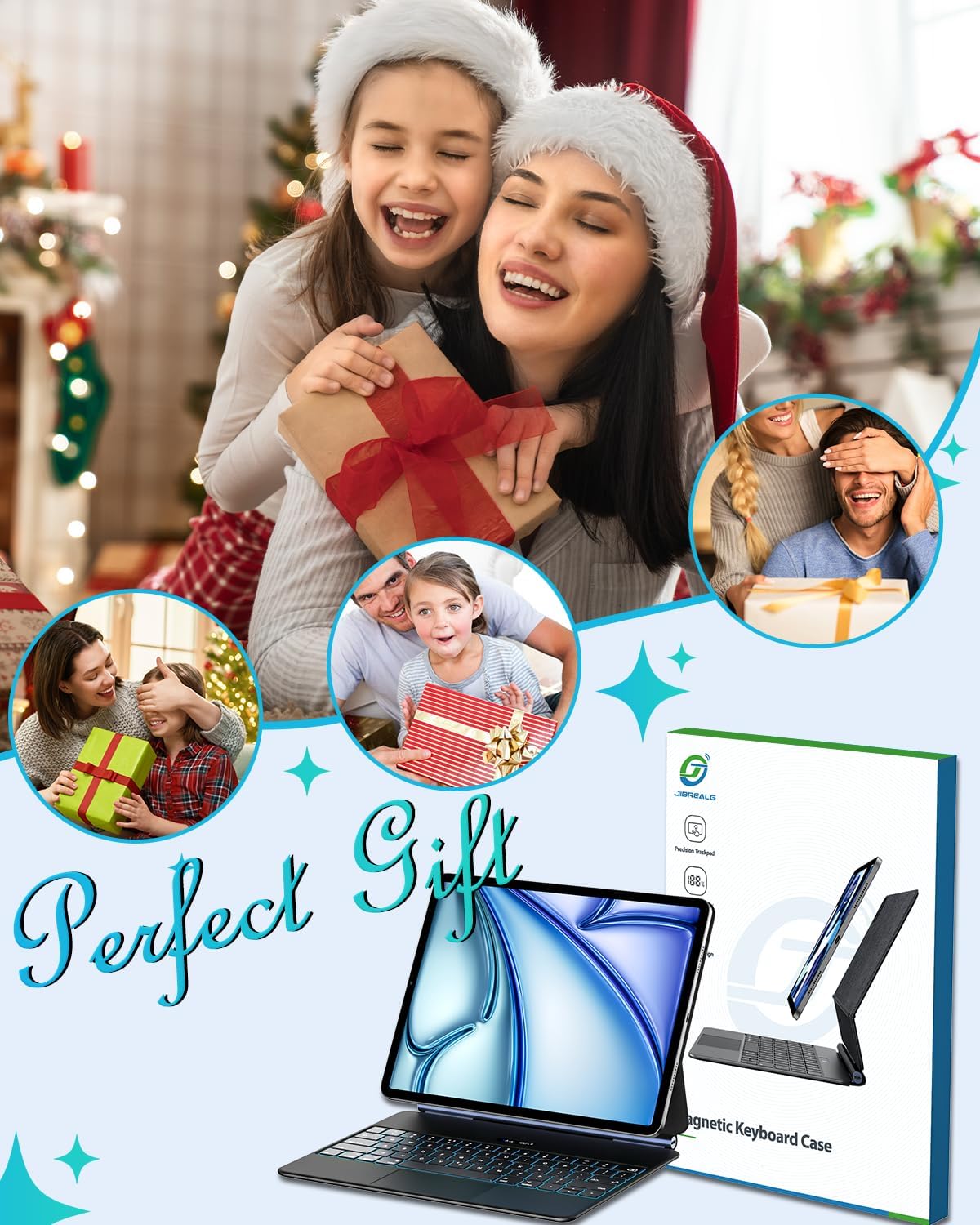 Keyboard Case for iPad Pro 11 Inch (M4) 2024, Ultra-Slim Magic Keyboard with Multi-Touch Trackpad, 7 Colors Backlight, Floating Cantilever Stand, BluetoothKeyboard for iPad Pro 11 M4, Black