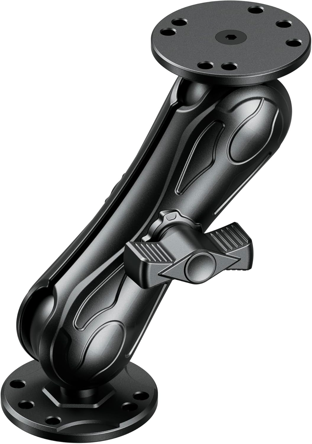 Aluminum Alloy Fish Finder Mount with 1.5" Ball AMPS Hole Round Plates, 5.7" Medium Arm Marine Electronic Mount Tablet Holder for Garmin, Lowrance, Humminbird, Raymarine and More