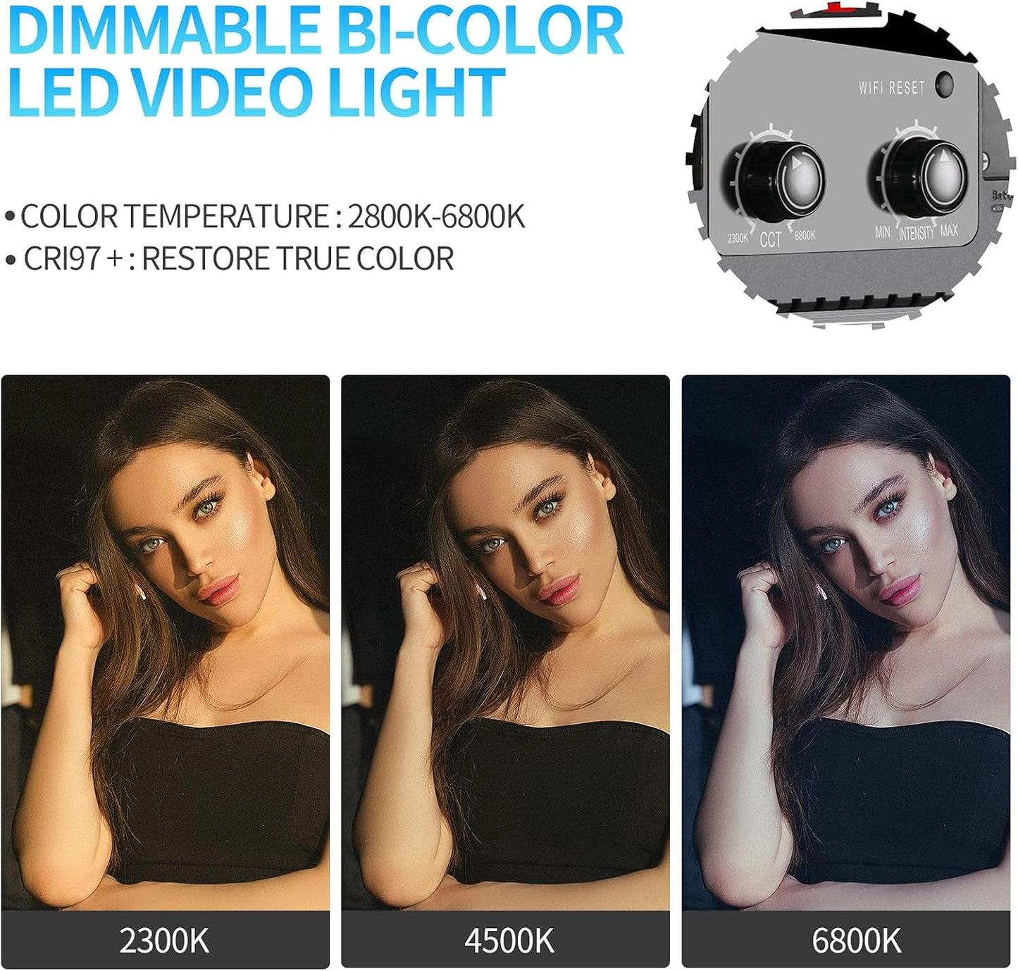 GVM 2 Pack LED Video Lighting Kits with APP Control, Bi-Color Variable 2300K~6800K with Digital Display Brightness of 10~100% for Video Photography, CRI97+ TLCI97 Led Video Light Panel +Barndoor