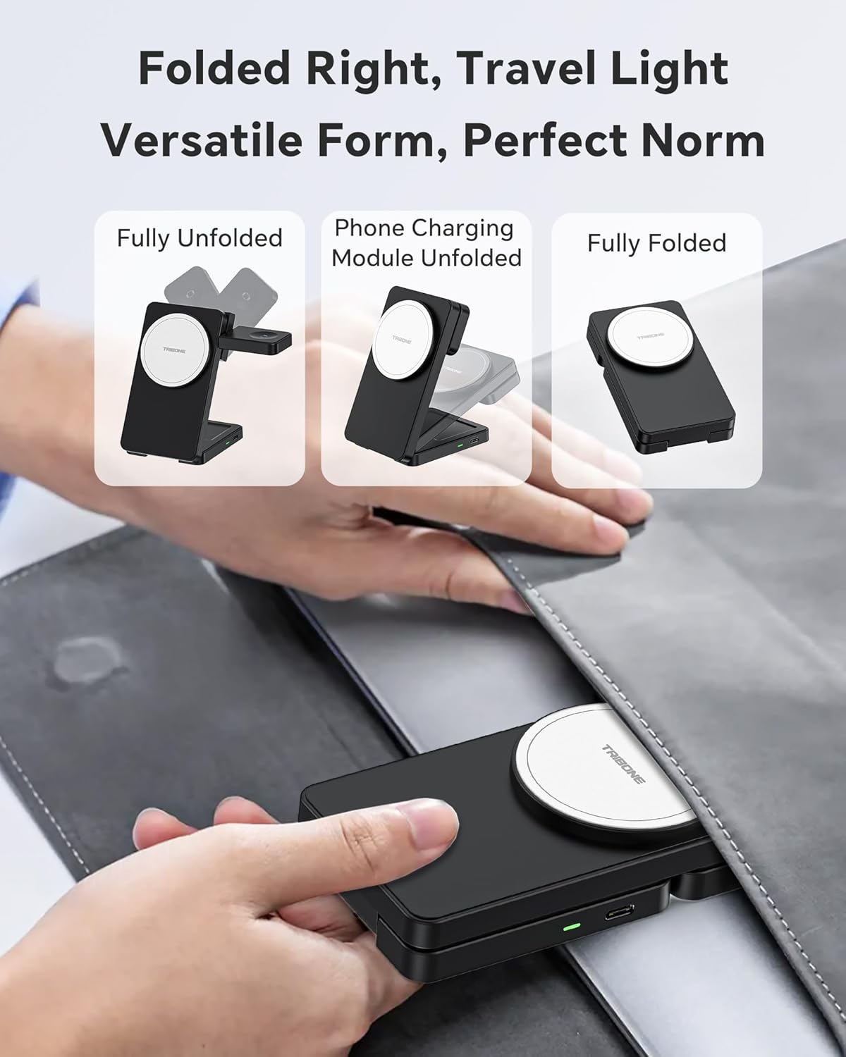 3 in 1 Charging Station for iPhone 16/15/14/13/12 Series, Wireless Charger for Apple Watch，Travel Magnetic Charging Stand for AirPods (Panda Color)