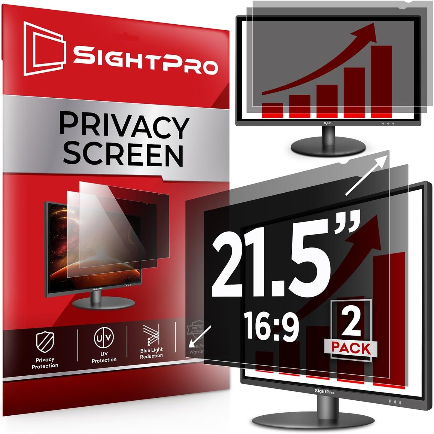 21.5 Inch 16:9 [2 Pack] Computer Privacy Screen Filter for Monitor - Privacy Shield and Anti-Glare Protector