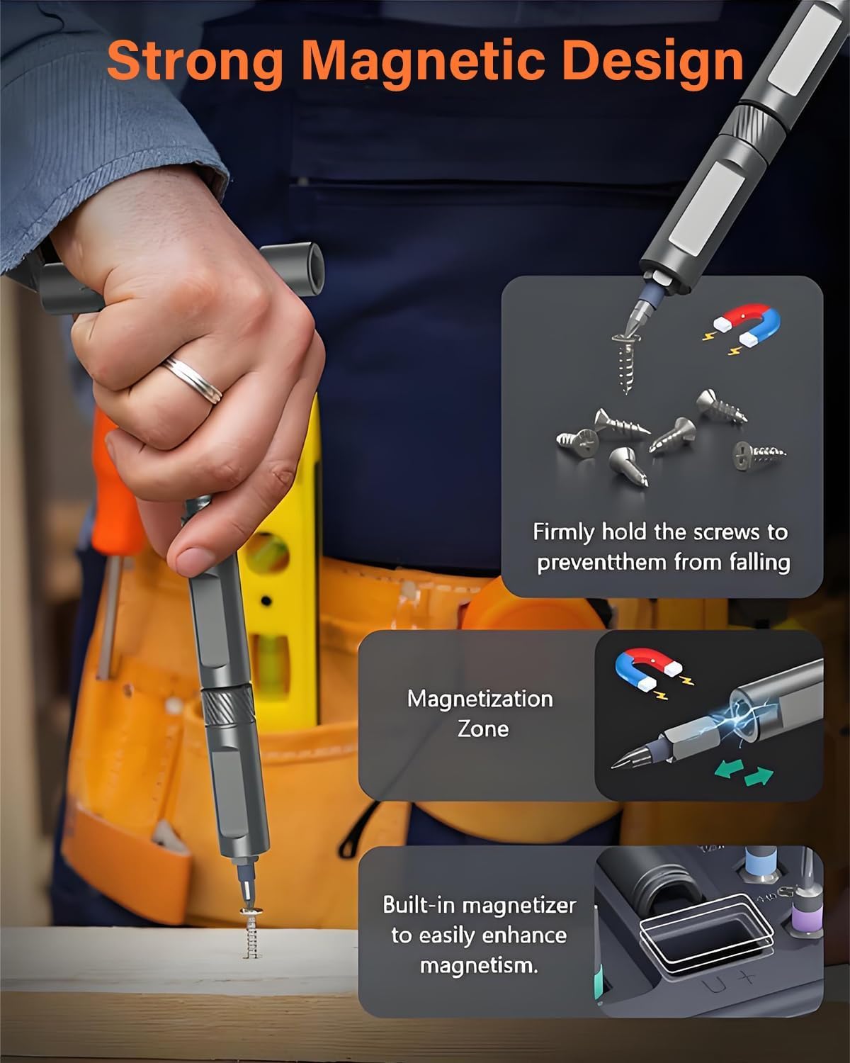 42 in 1 Magnetic Screwdriver, Screwdriver Set, Multi Bit Ratcheting Screwdriver Set with Storage Case Repair Tool Kit for Computer, Eyeglass, Bicycles, Watch, Ring Doorbell, Furniture and DIY (Grey)