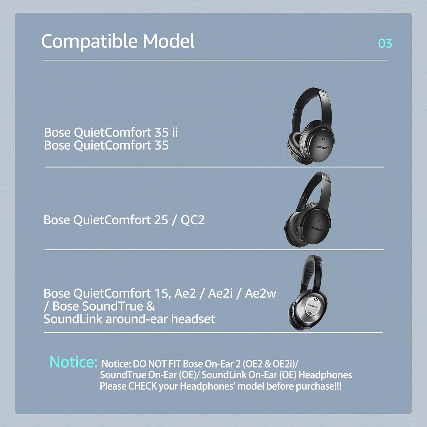 Fabric Comfort - Wzsipod Ear Pads for Bose Quiet Comfort 35/ QC35ii Headphones, Compatible with QC45 QC35ii QC25 QC15 & More Series, Replacement Exclusive Styles, S1