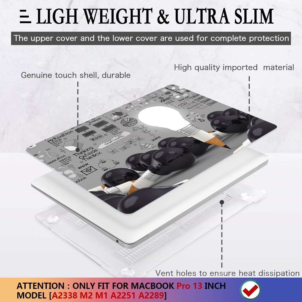 CISSOOK Creative Bulb Case for MacBook Pro 13 Inch 2025-2020 Release A2338 A2251 A2289, Hard Shell Cover with Keyboard Cover Screen Protector for MacBook Pro 13 M2 M1, Bulb