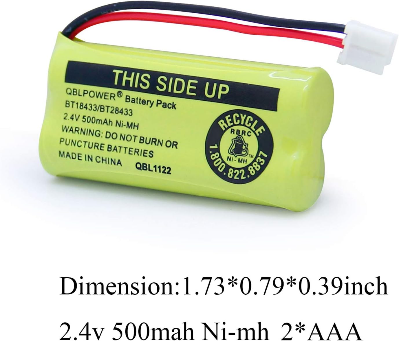 2.4V BT18433/BT28433 Rechargeable Battery Compatible with AT&T Vtech Phones BT18433 BT184342 BT28433 BT284342 BT-8300 BATT-6010 BT1011 BT1018 BT1022 BT1031 89-1326-00-00 CPH-515D(Pack of 2)