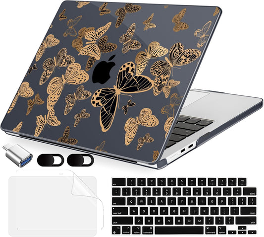 Compatible with MacBook Air 15 inch Case, M4 A3241/M3 A3114/M2 A2941 (Released 2025 to 2023), Hard Shell, Keyboard Cover, Screen Protector, Webcam Cover & Type-C Adapter, Butterfly