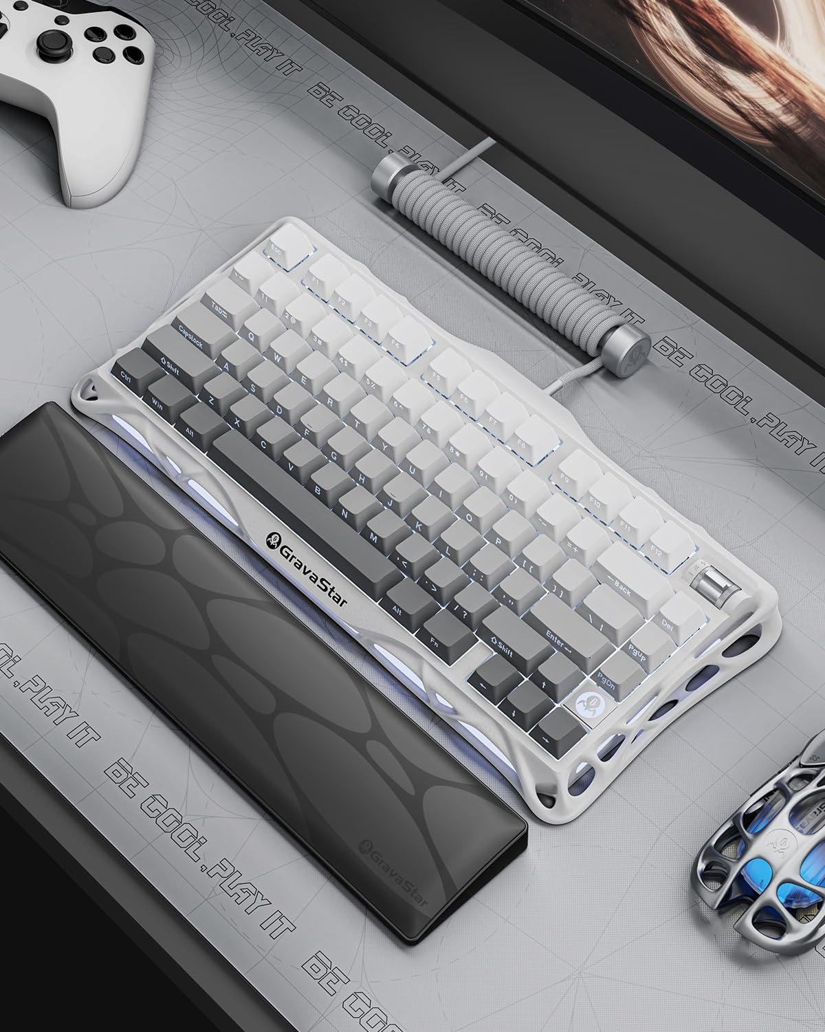 GravaStar Mercury K1 75% Wireless Mechanical Gaming Keyboard, Aluminum Alloy Exoskeleton Design, Gasket Custom Keyboard Hot-Swap Socket, Linear Switches, RGB Backlit